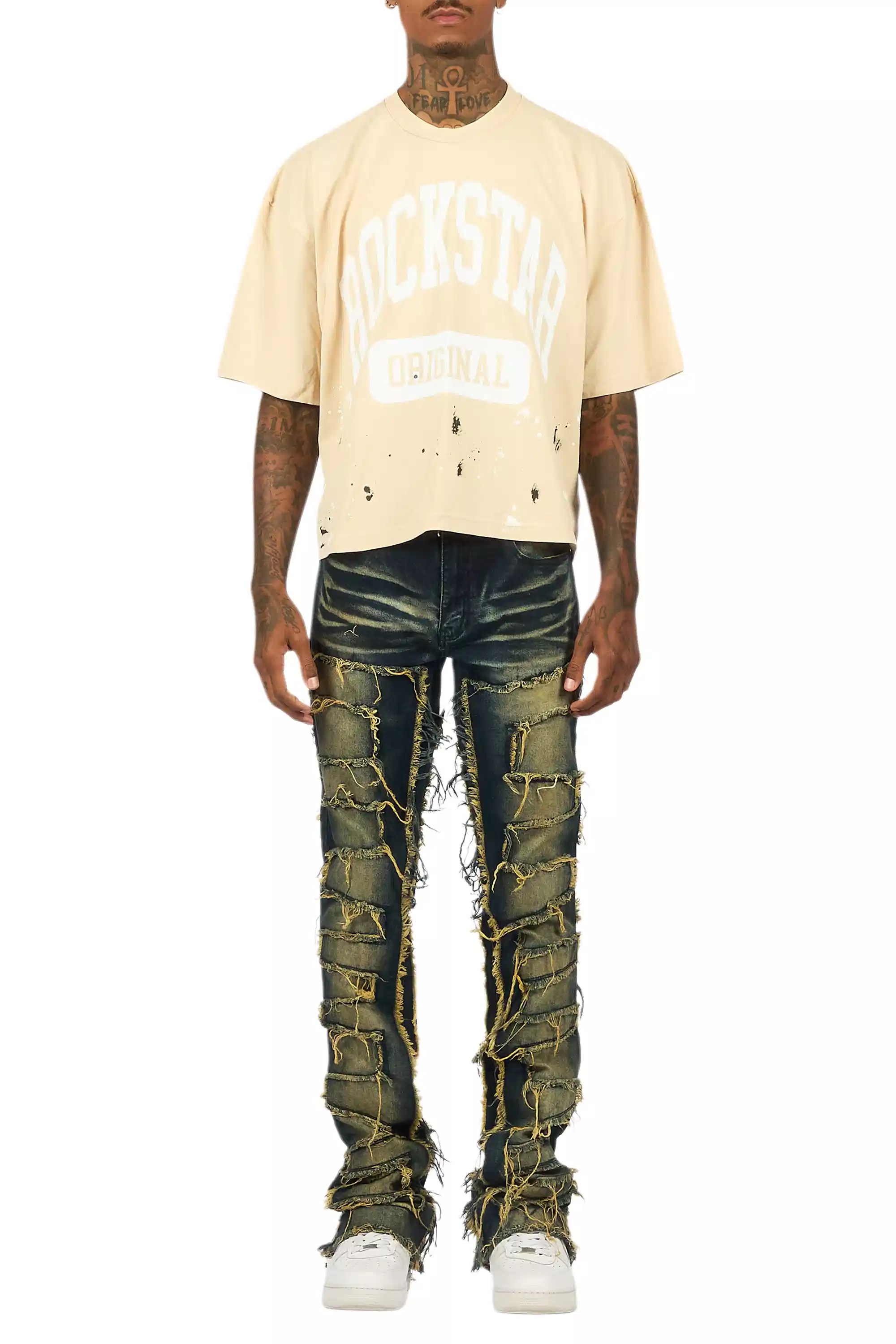 Shake Dark Blue Stacked Flare Jean - Image 11