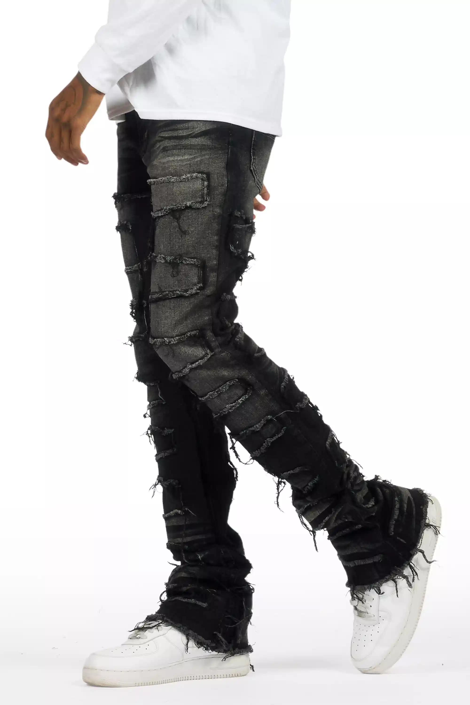 Shake Dark Grey Stacked Flare Jean - Image 15