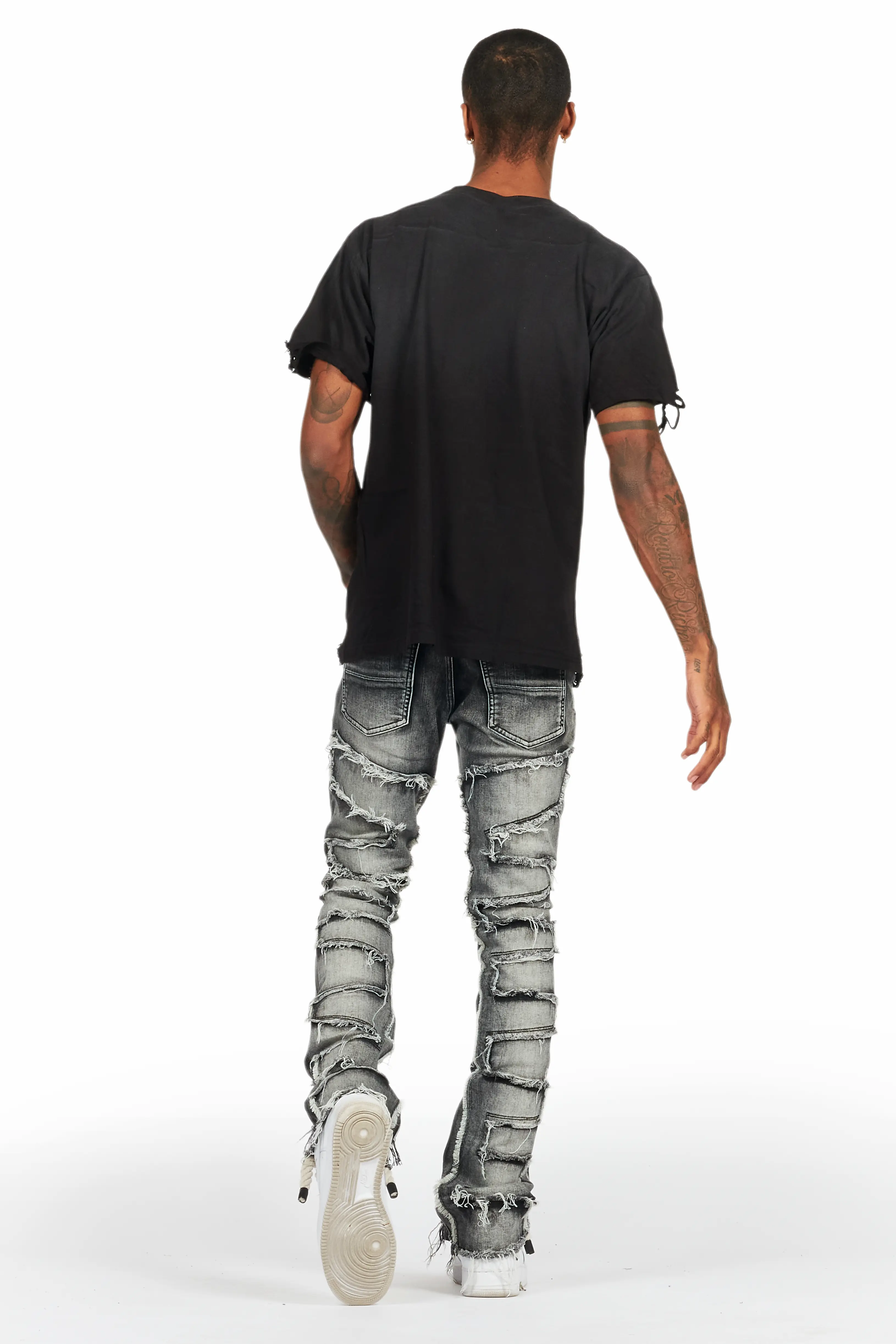 Shake Light Grey Stacked Flare Jean - Image 6