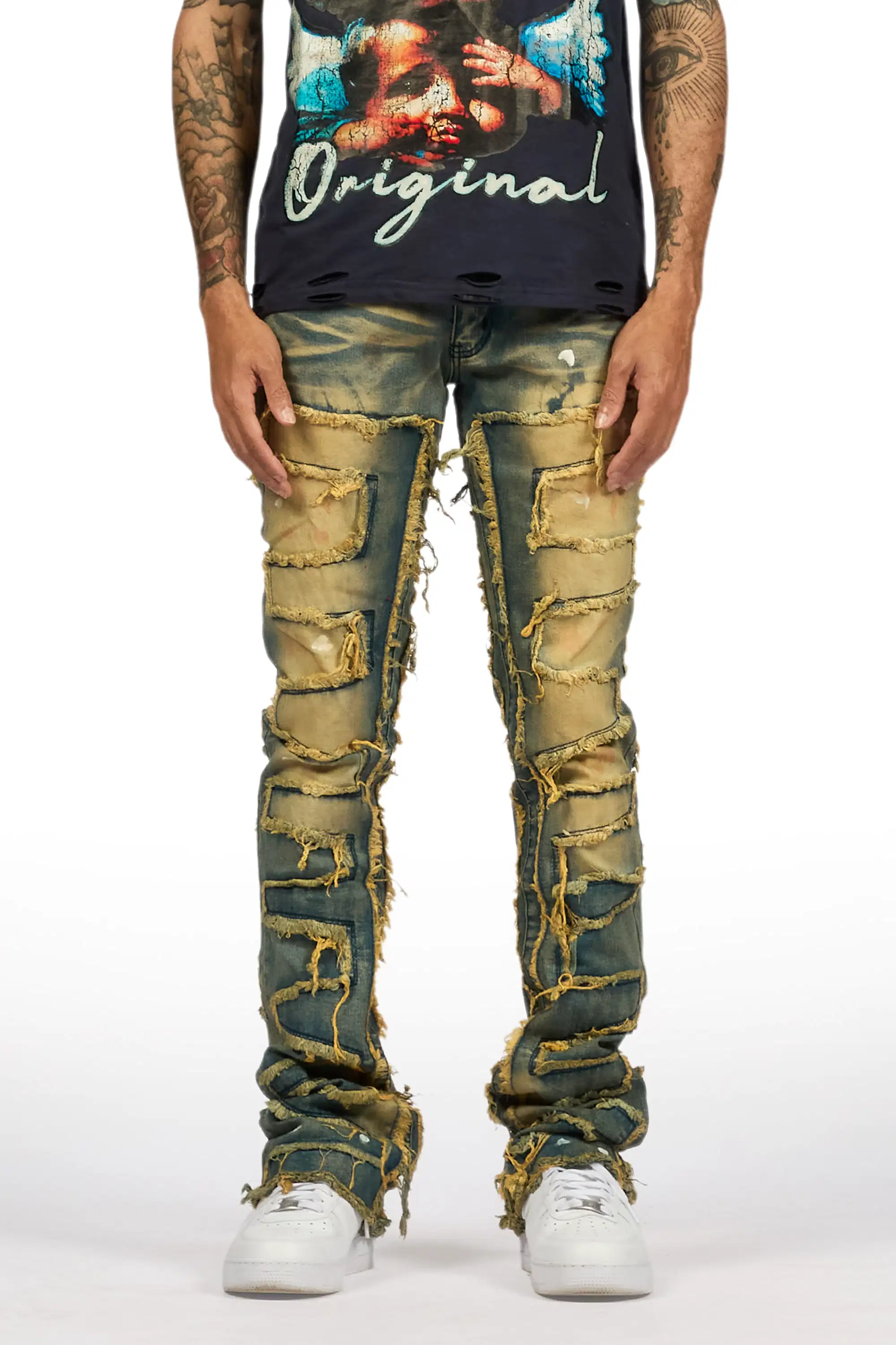 Shake Tint Dirty Blue Stacked Flare Jean - Image 9