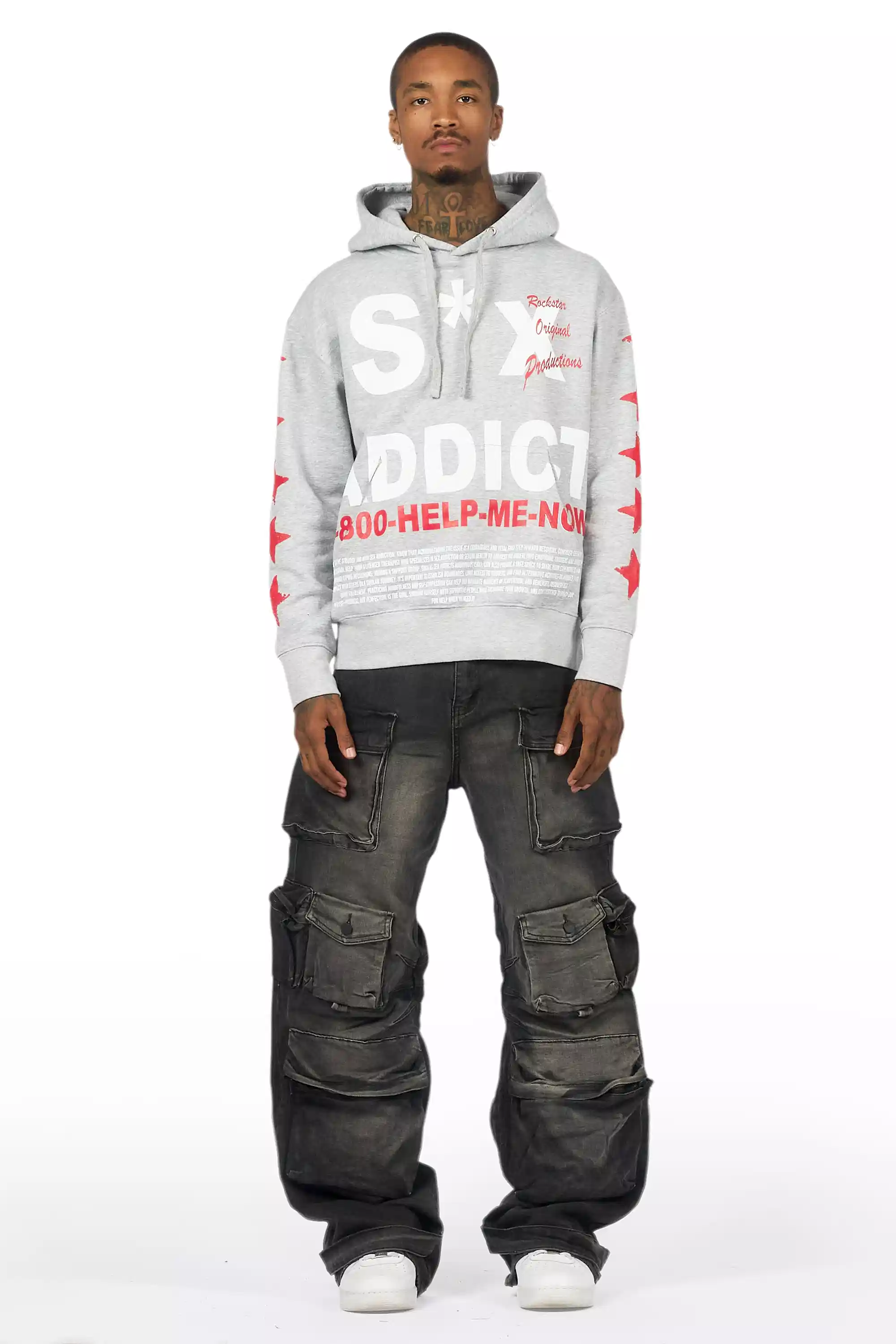 Mahesh Dark Grey Baggy Cargo Jean - Image 4