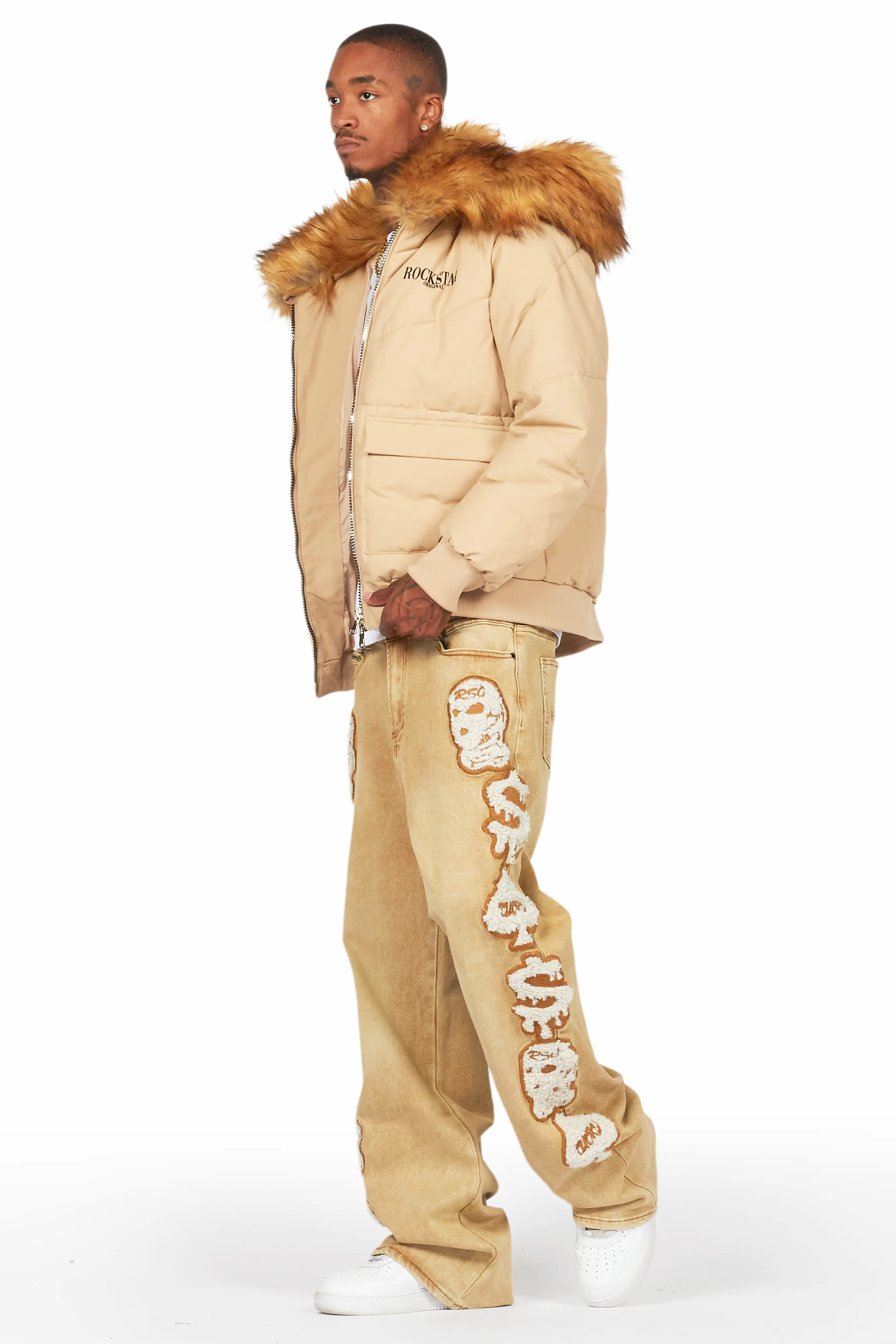 Francis Beige Baggy Fit Jean - Image 6