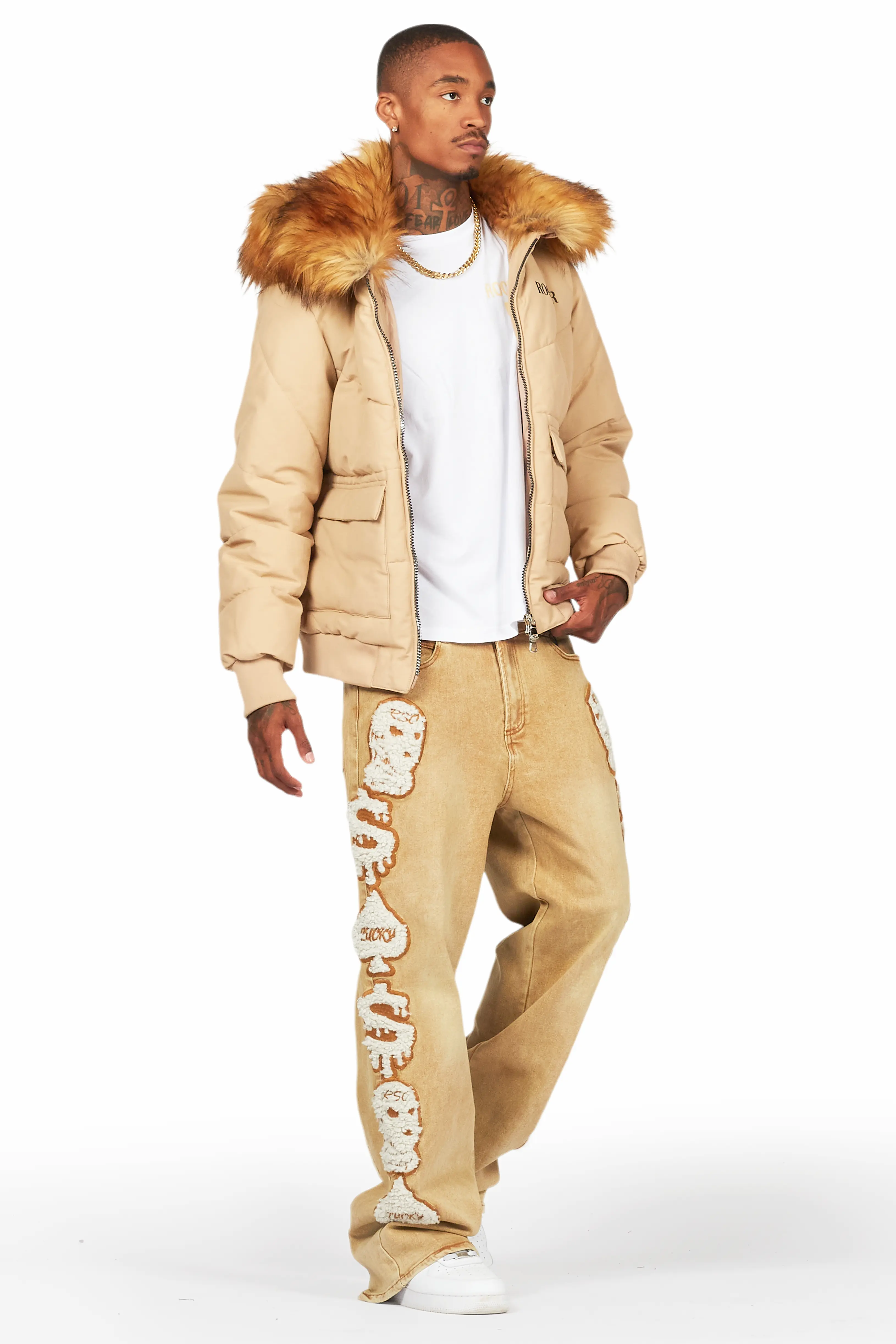 Francis Beige Baggy Fit Jean - Image 7