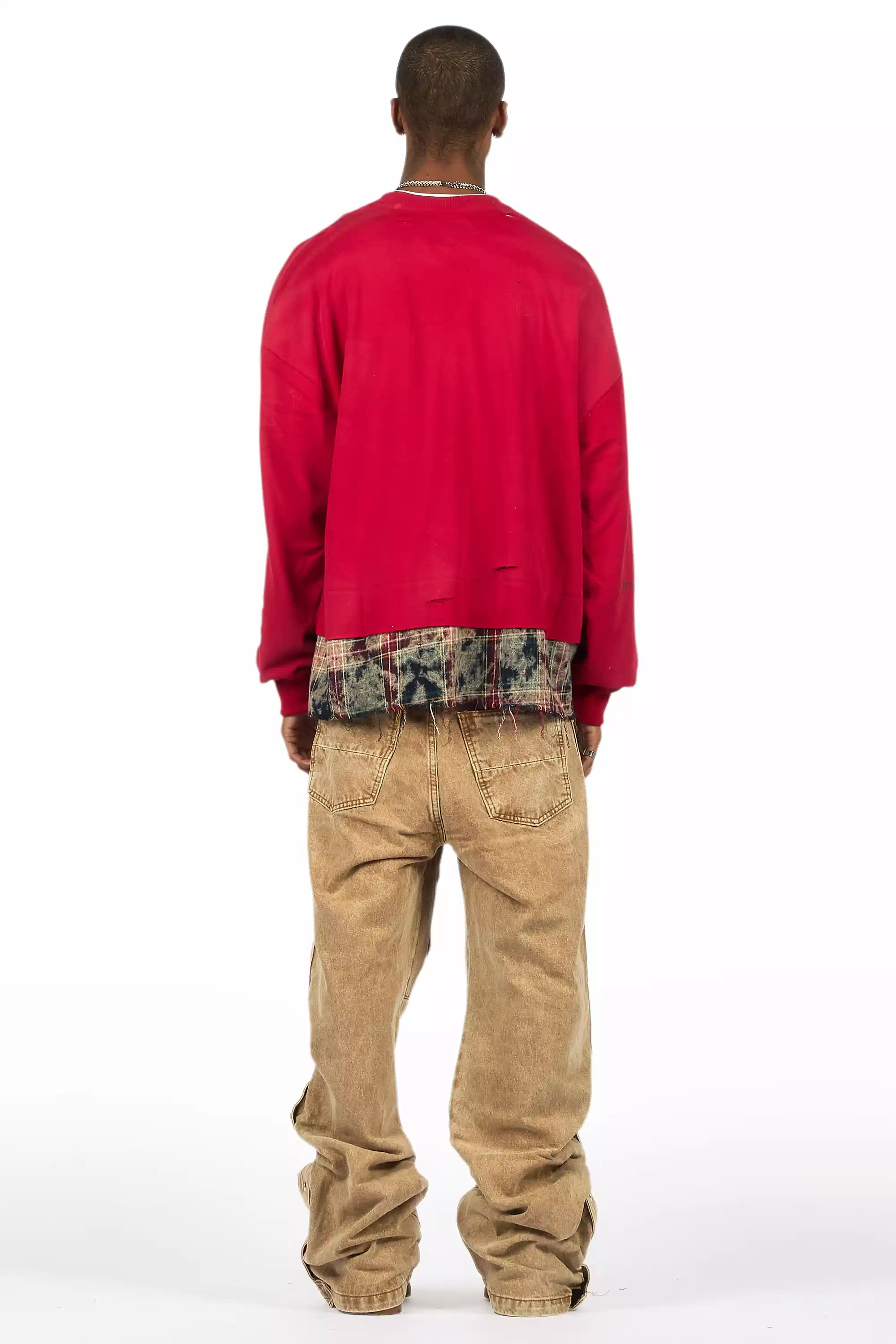 Yuri Beige Stacked Cargo Flare Jean - Image 6