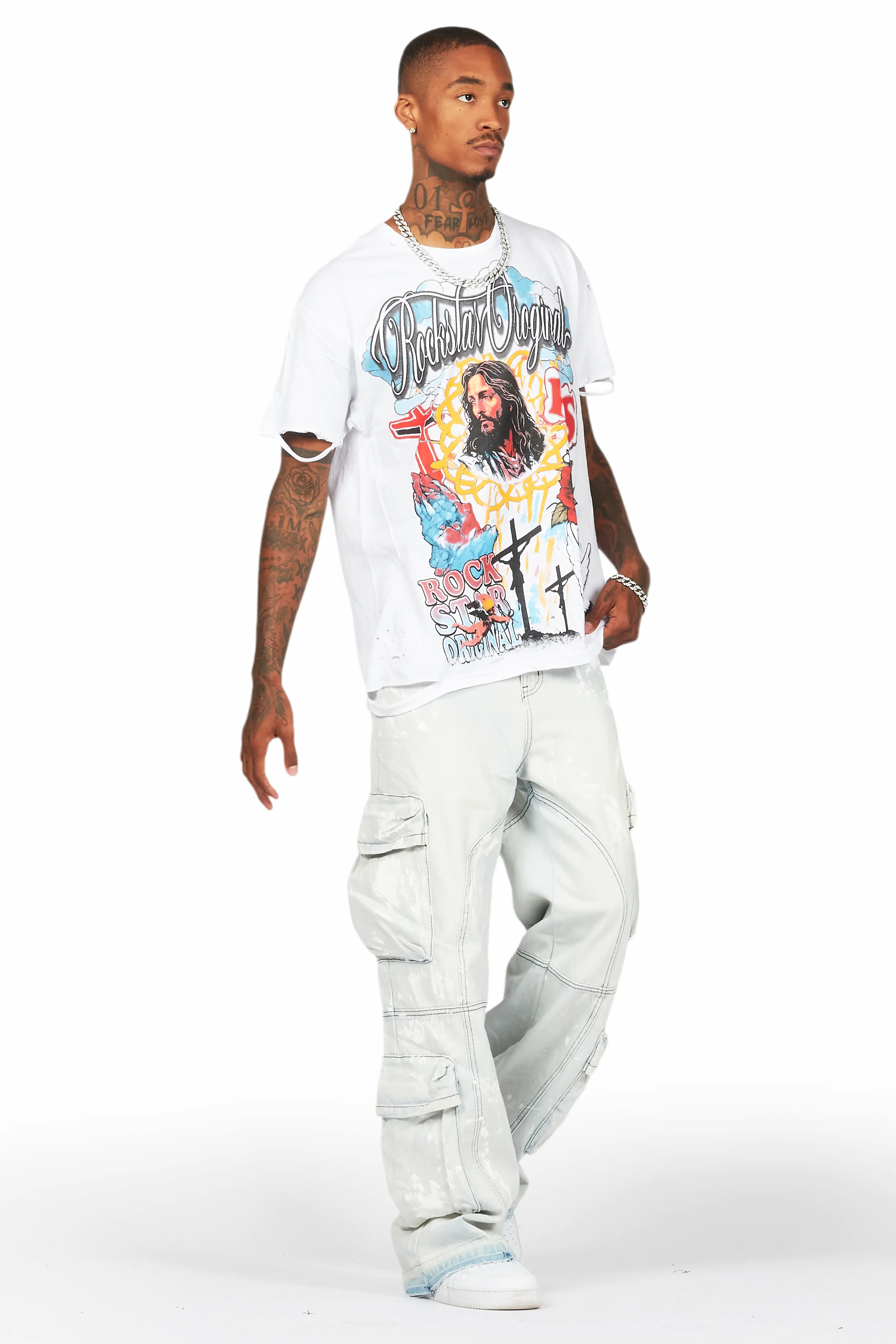 Alary Painter Blue Baggy Fit Cargo Jean - Image 7