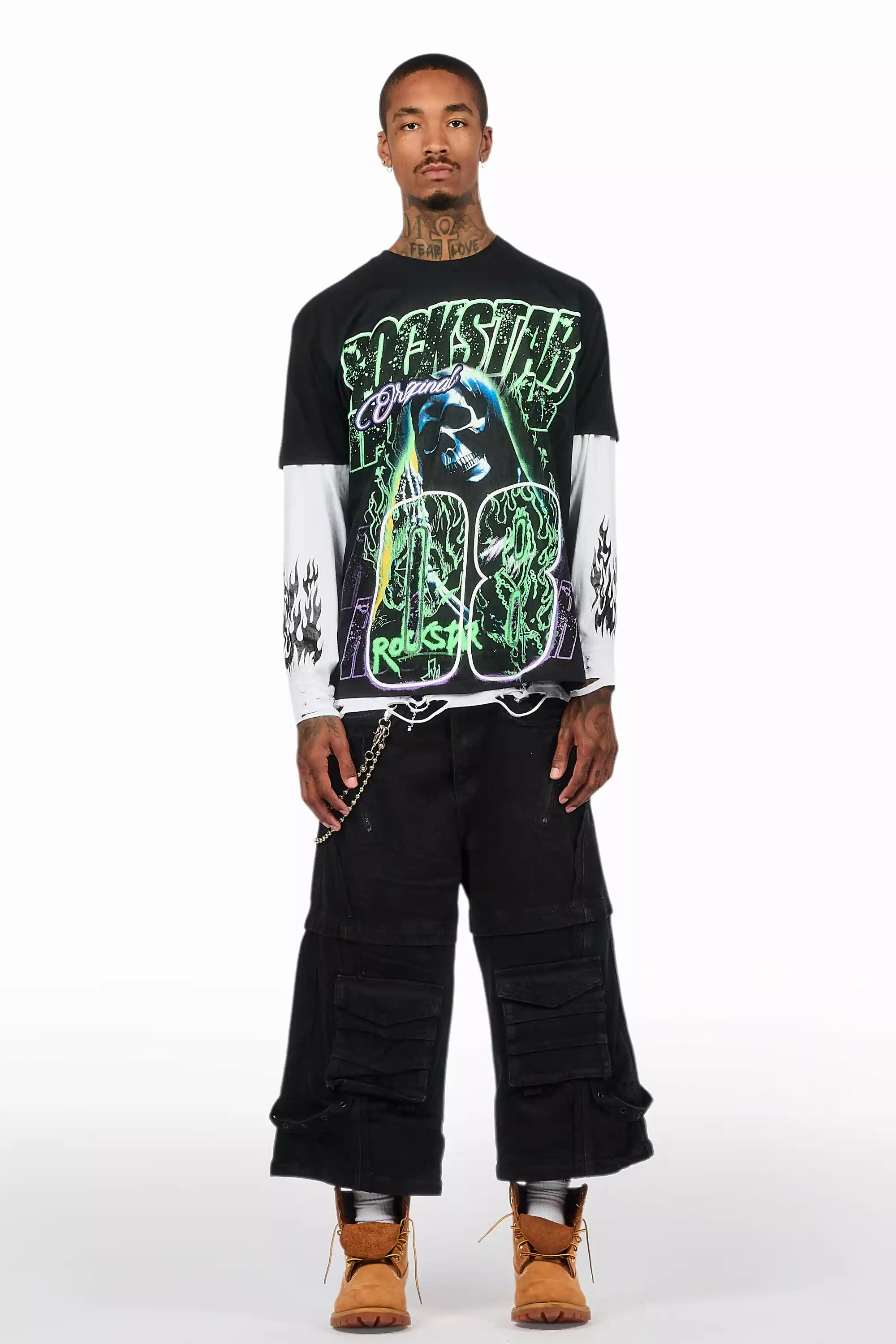 Three Maxi Jet Black Baggy Fit Jean - Image 3