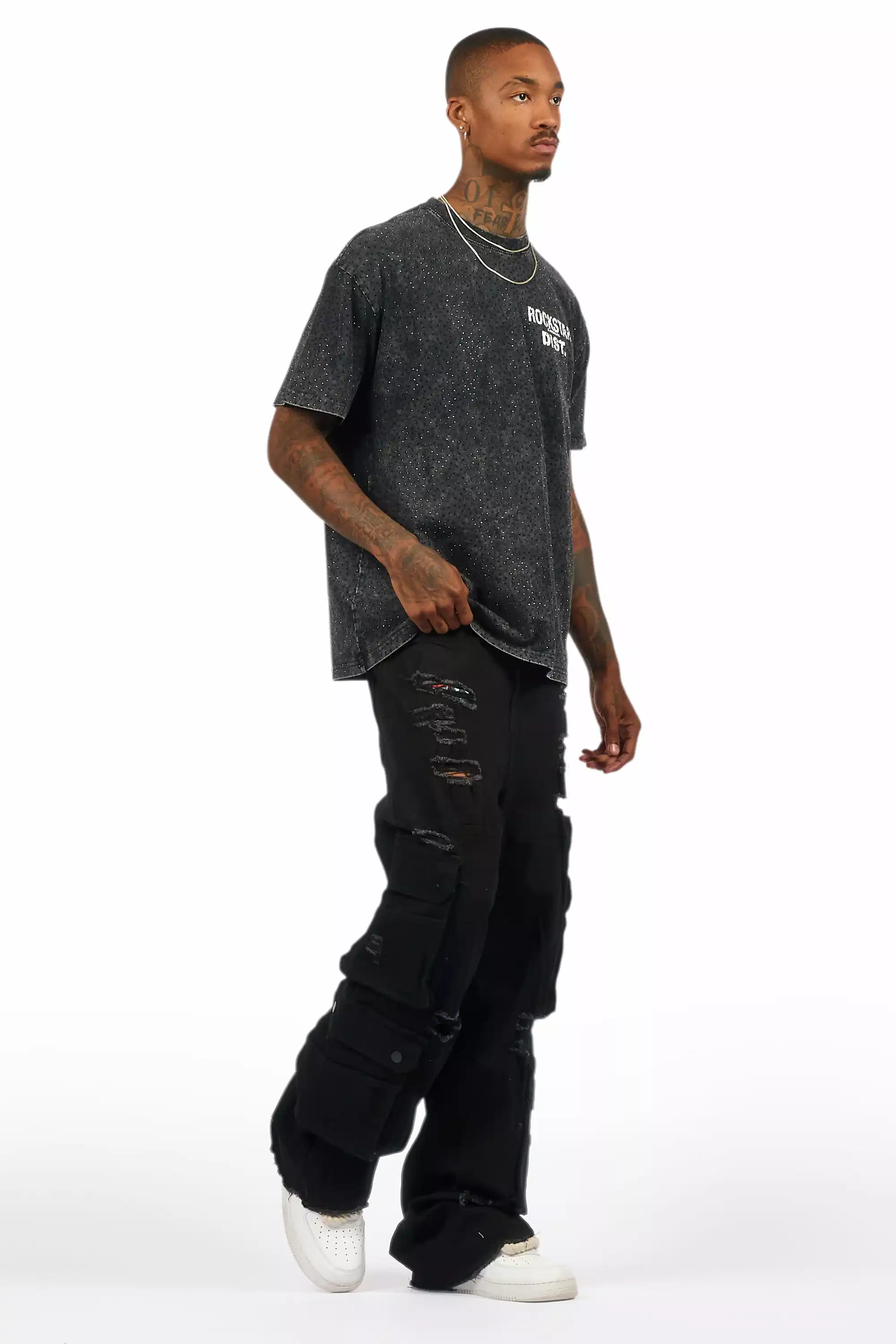 Keylor Black Distressed Baggy Fit Jean - Image 4