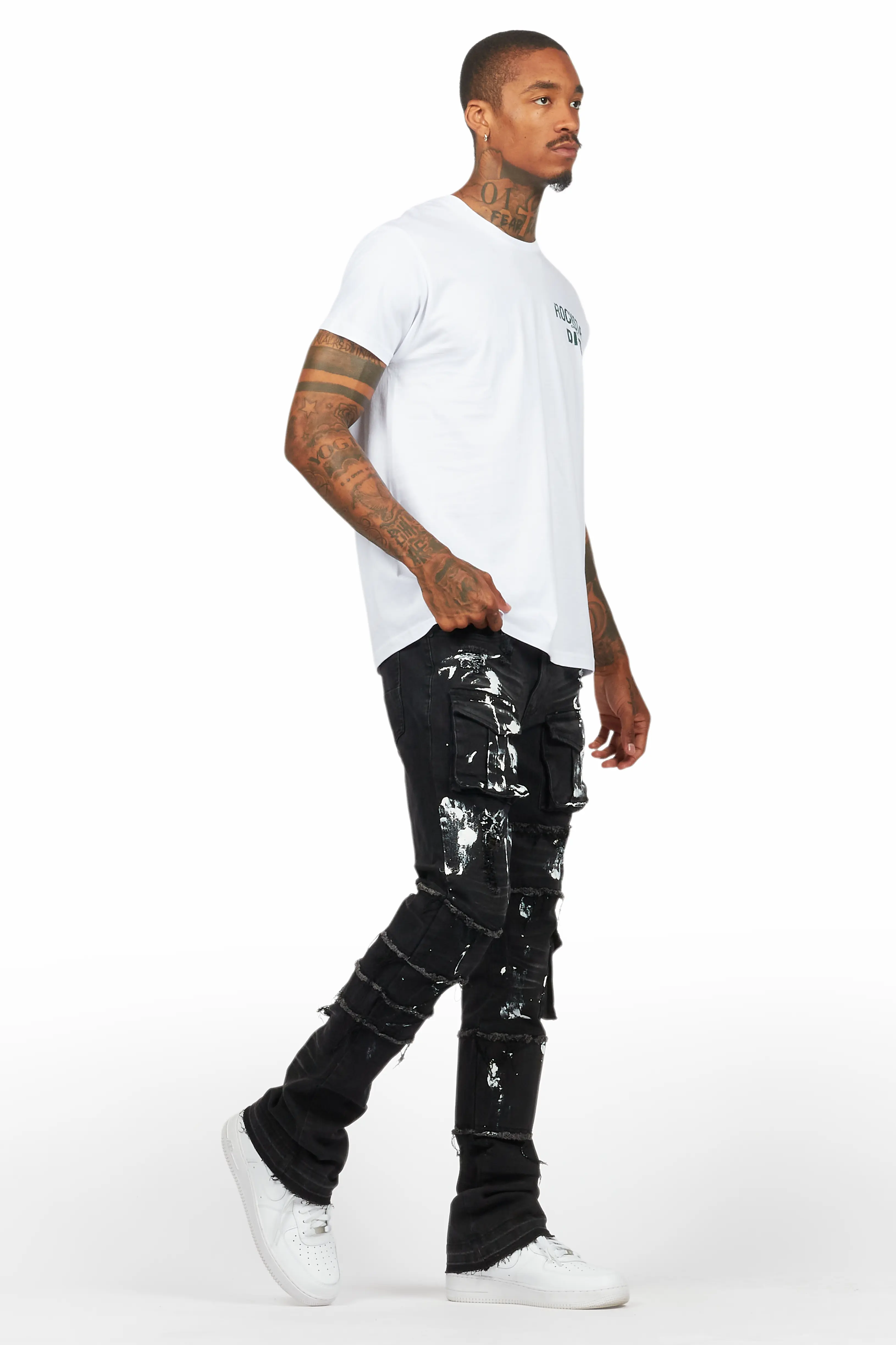 Folly Dark Grey Painter Stacked Flare Jean - Image 7
