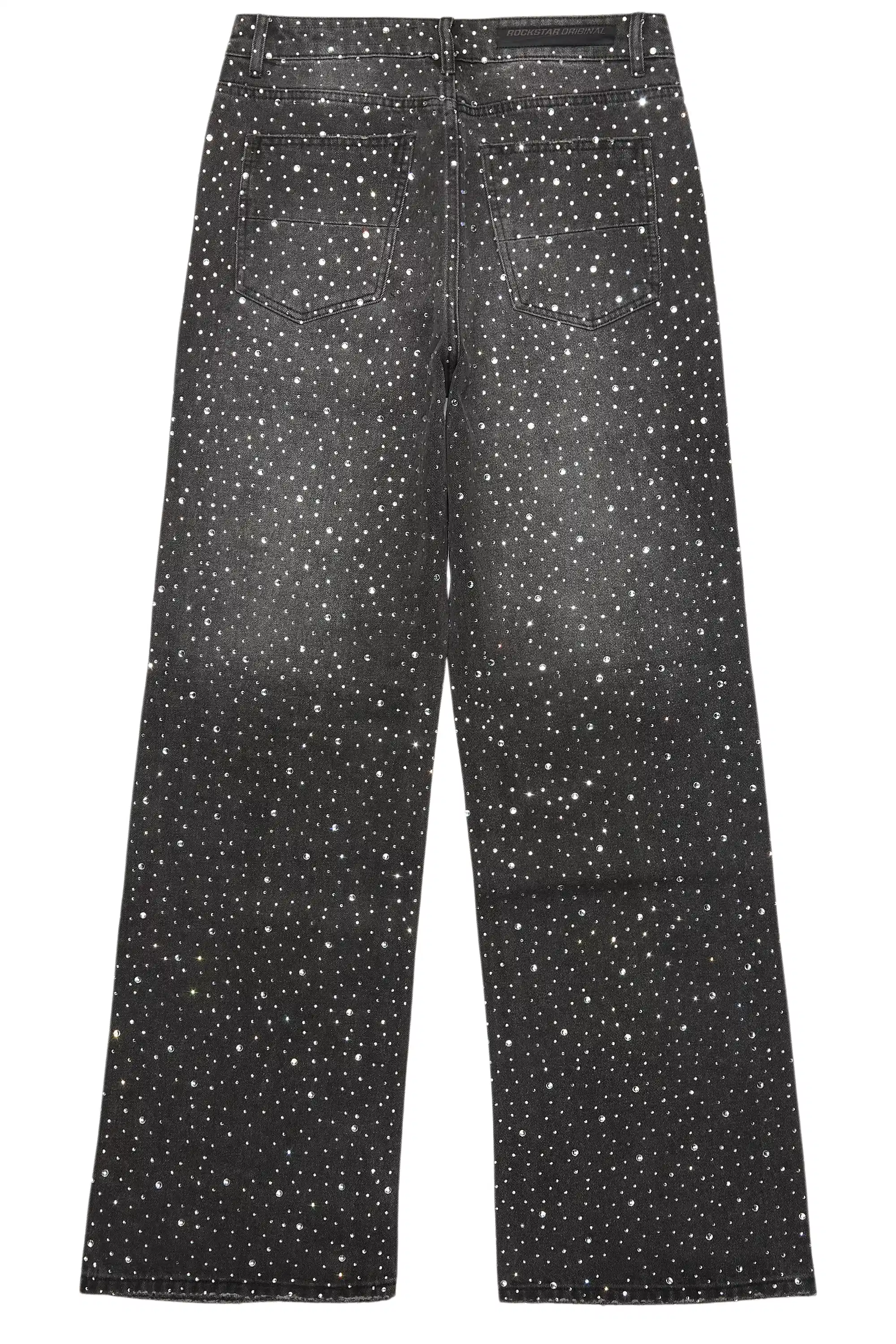 Discolite Rhinestone Grey Baggy Jean - Image 8
