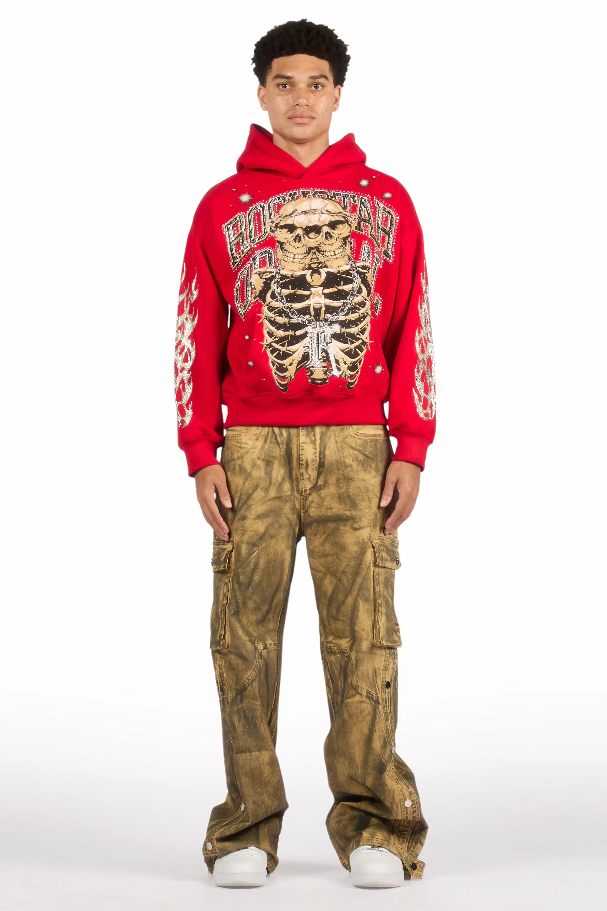 Kuiper Beige Oil Wash Baggy Cargo Flare Jean - Image 6