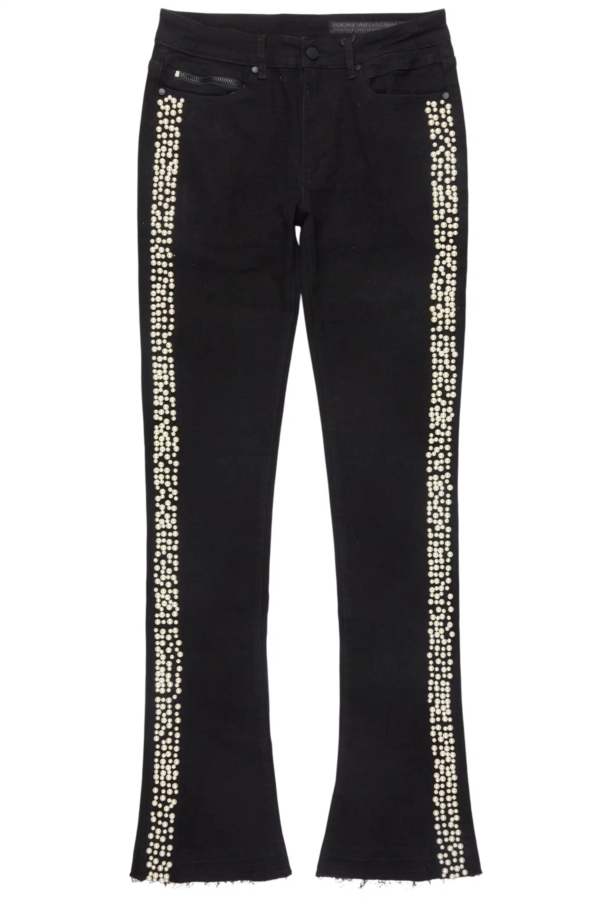 Kairo Jet Black Pearl Stacked Flare Jean - Image 8