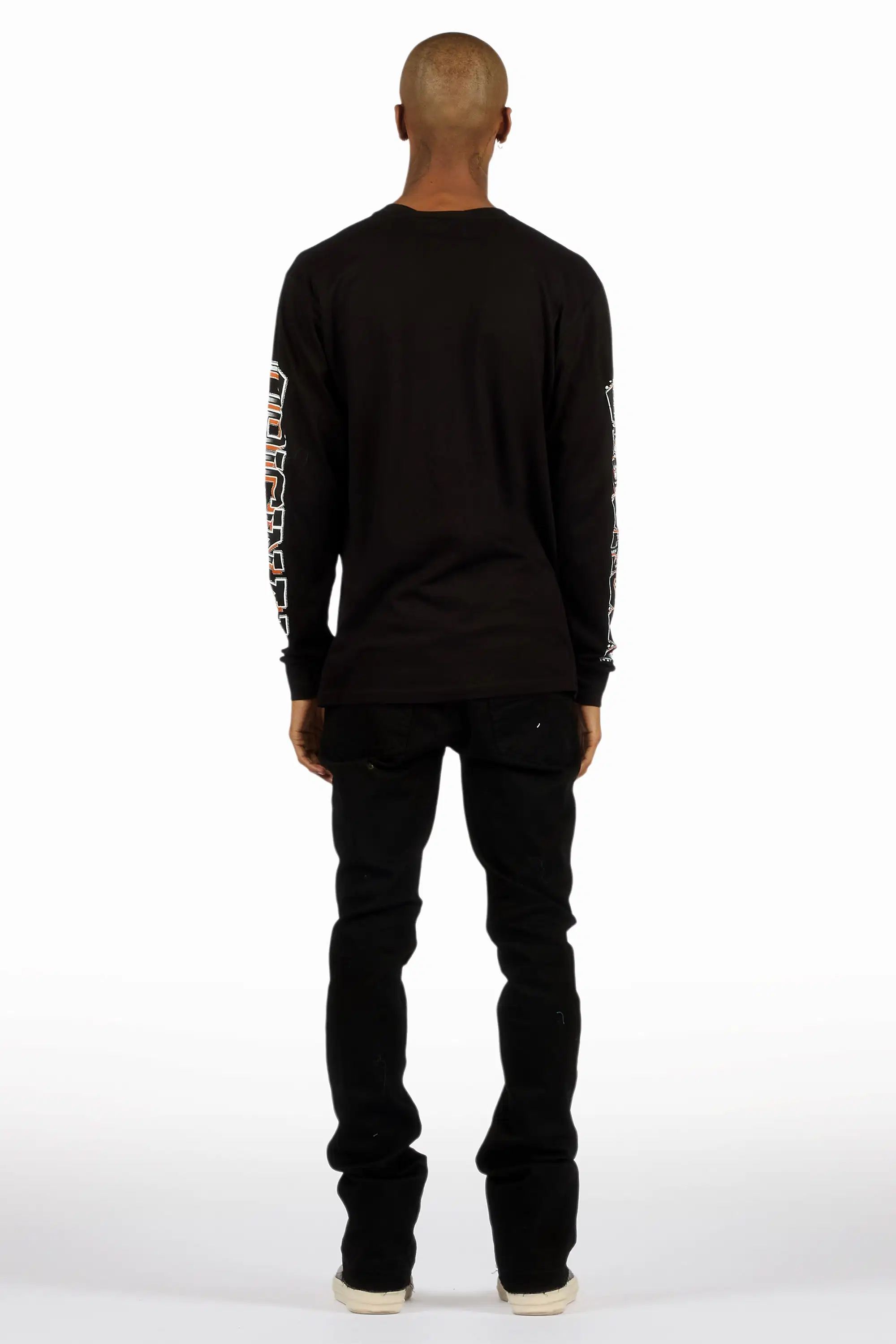 Westy Studded Jet Black Stacked Flare Jean - Image 5