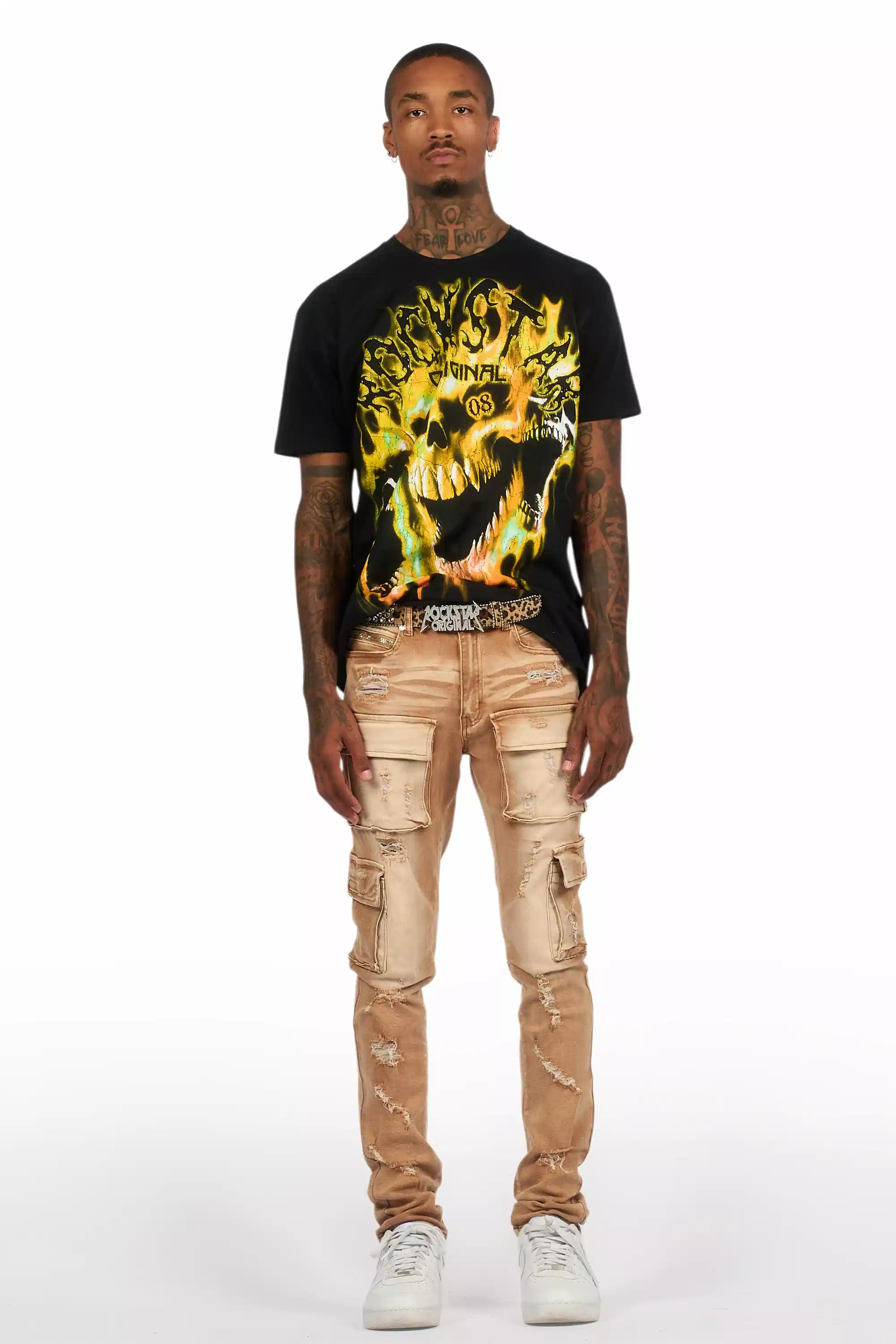 Kap Washed Beige Cargo Jean - Image 3