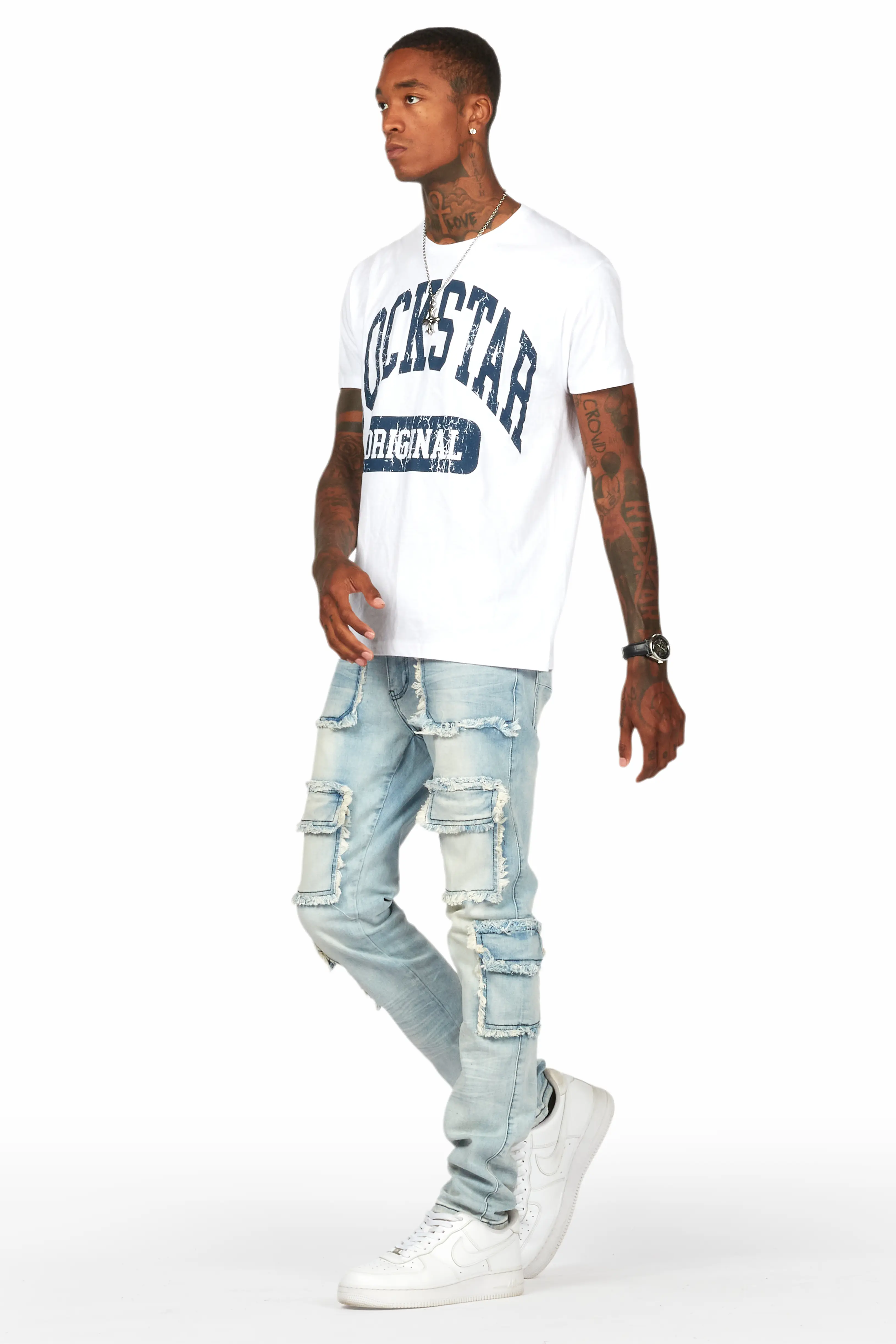 Tyrell Blue Skinny Fit Cargo Jean - Image 6