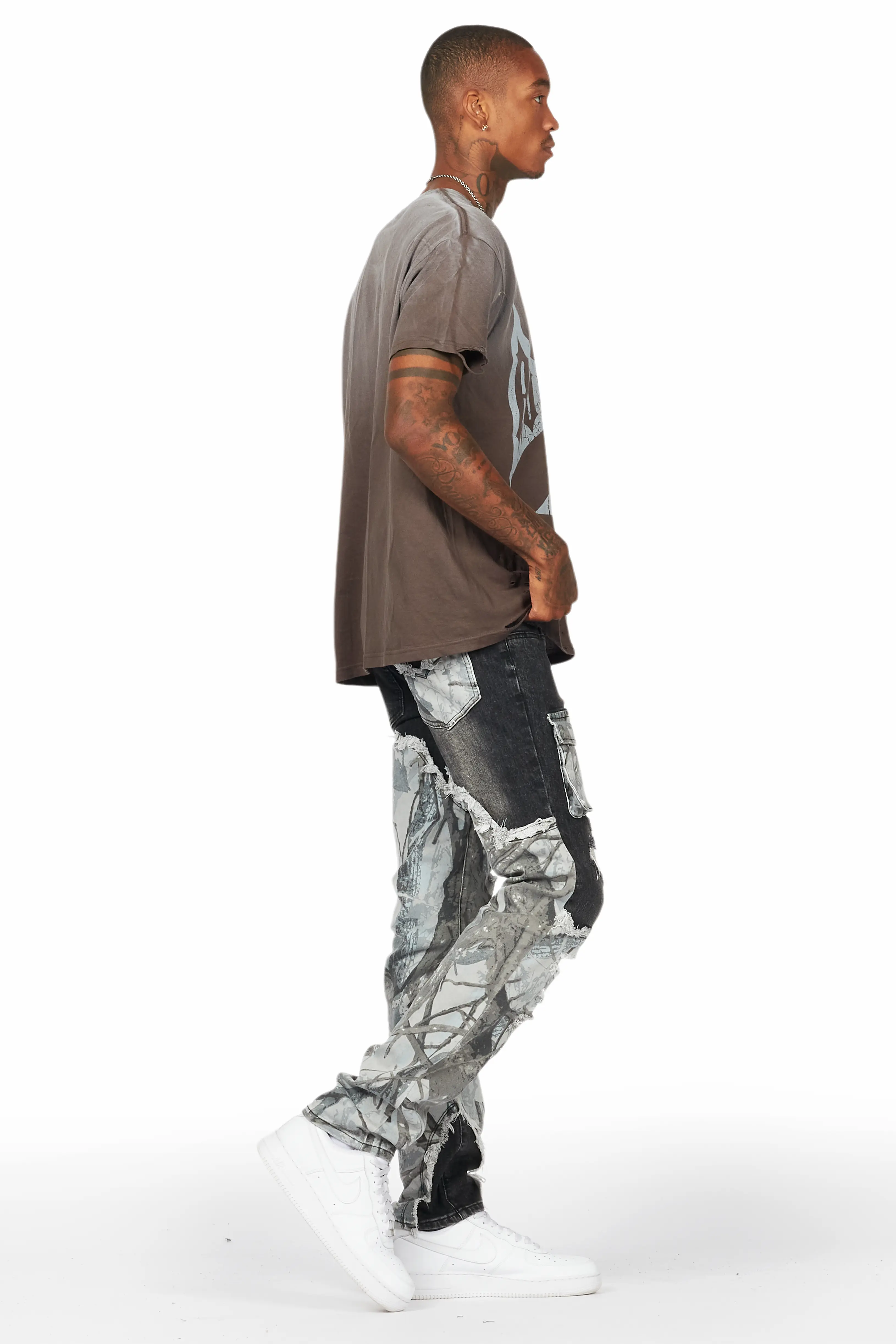 Hanse Dark Grey Slim Fit Cargo Jean - Image 4