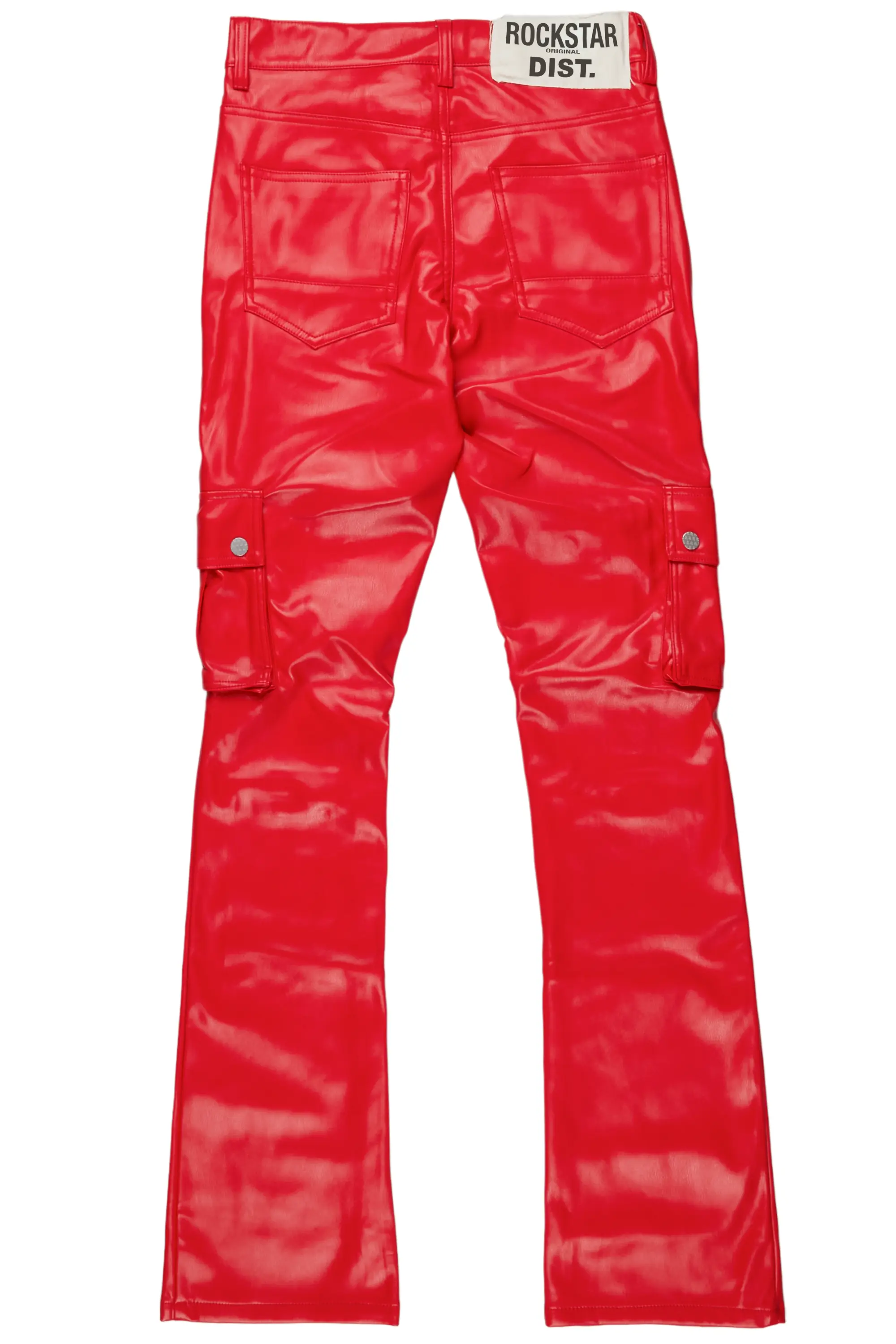Errol Red Faux Leather Stacked Cargo Jean - Image 8