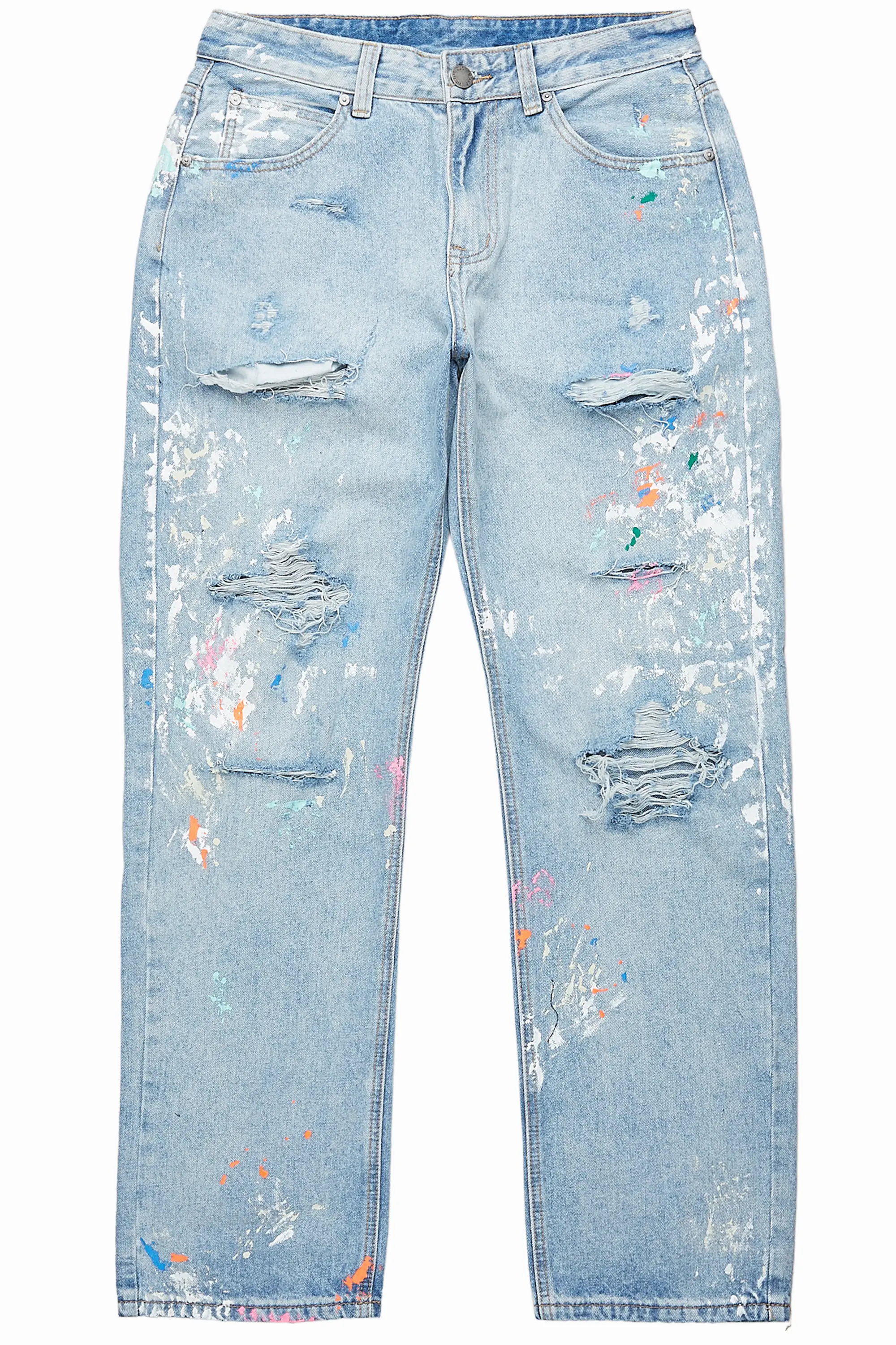 Zasha Light Blue Painter Baggy Jean - Image 4