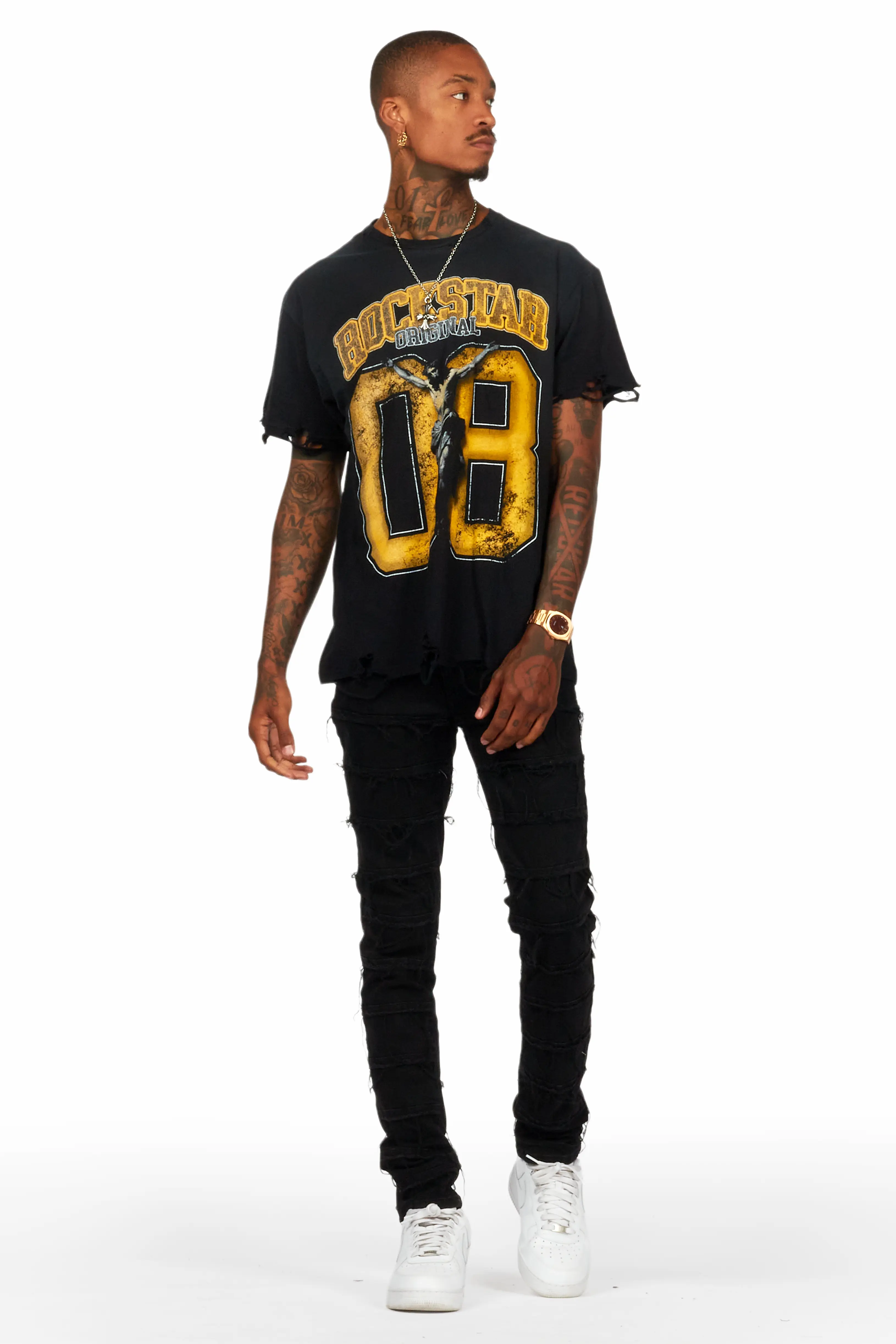 Waylon Black Frayed Slim Fit Jean - Image 3