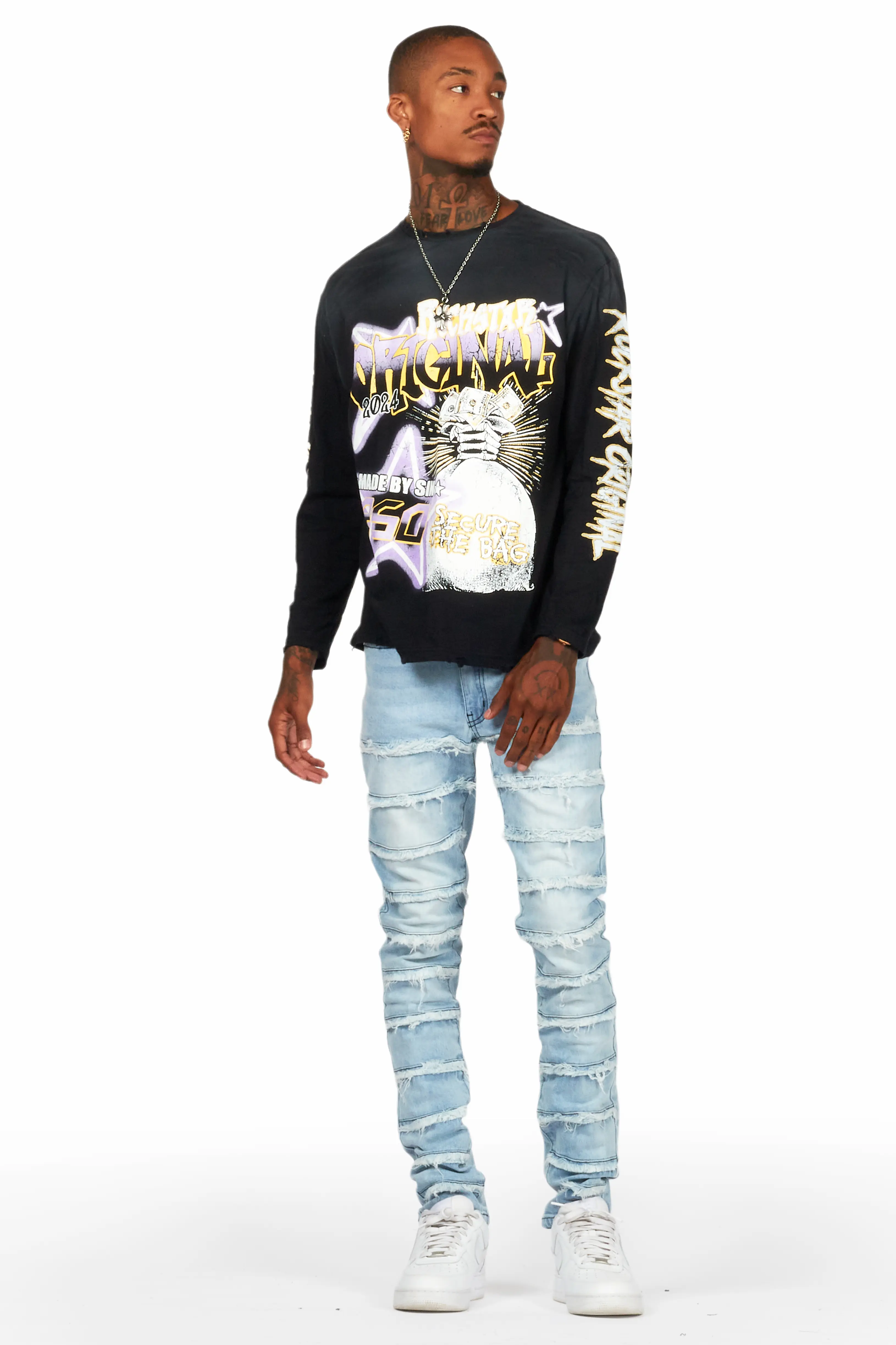 Waylon Blue Frayed Slim Fit Jean - Image 3