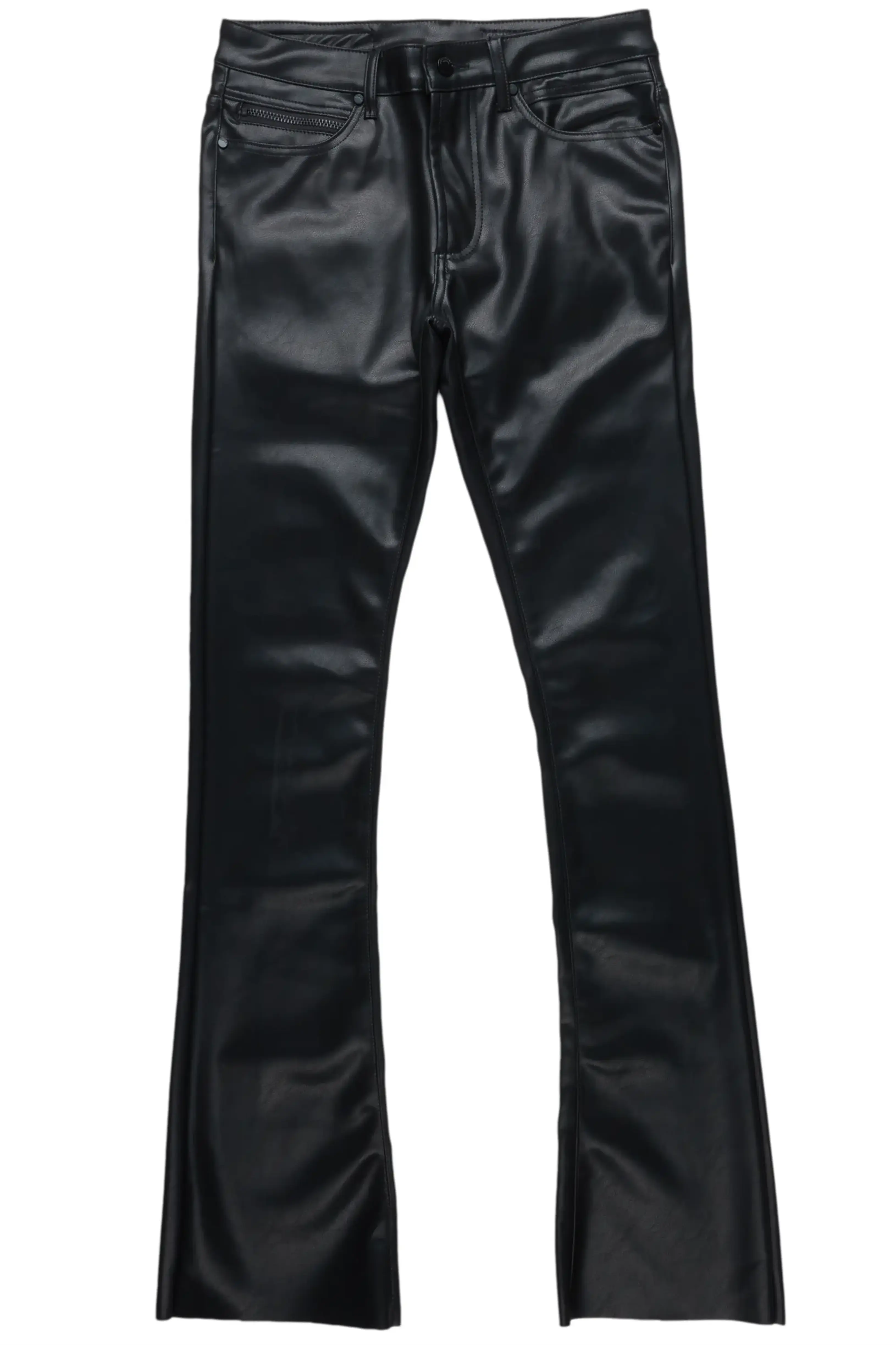 Ricky Black Faux Leather Stacked Jean - Image 2