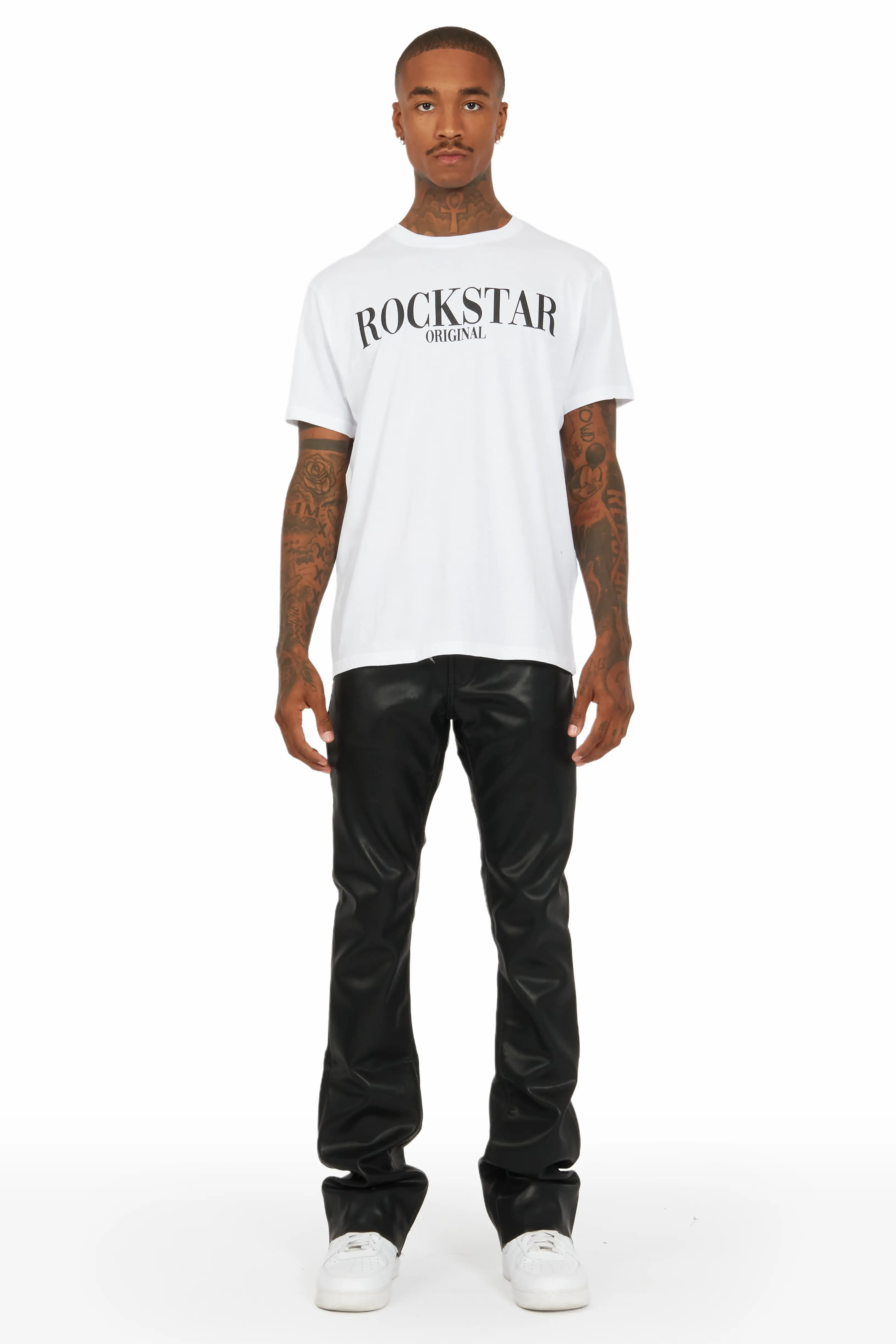Ricky Black Faux Leather Stacked Jean - Image 4