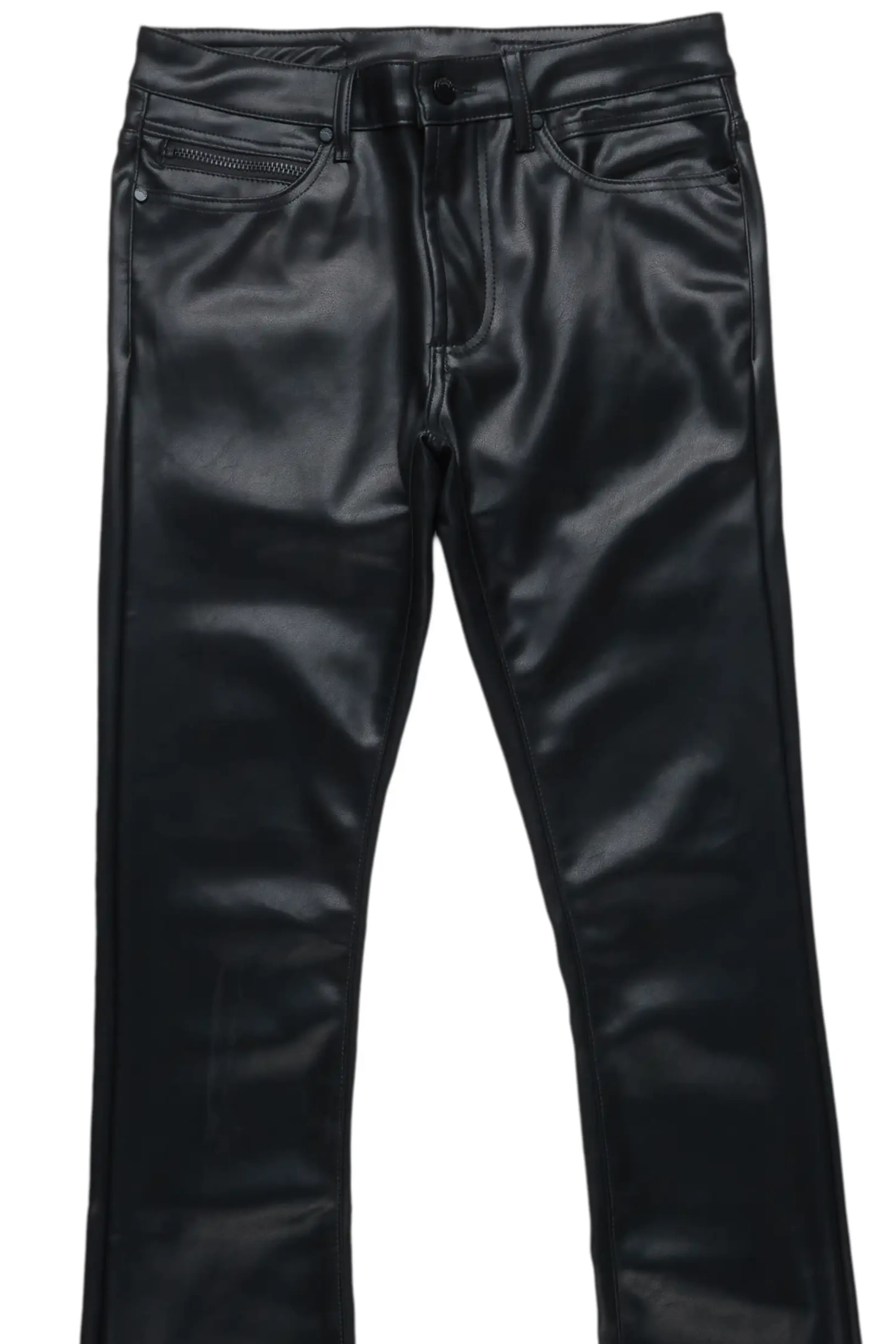 Ricky Black Faux Leather Stacked Jean - Image 9