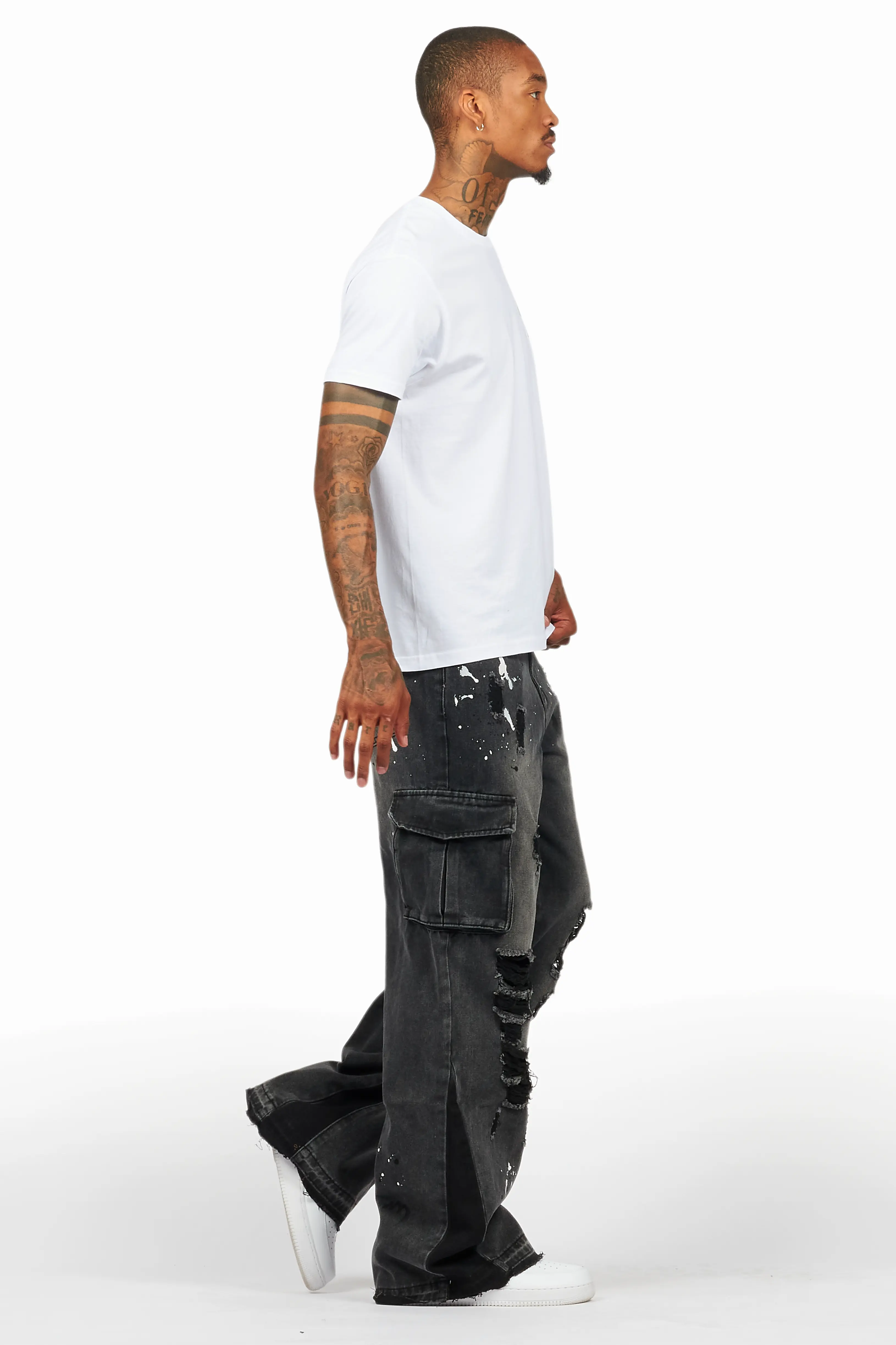 Dubaku Dark Grey Baggy Fit Jean - Image 4