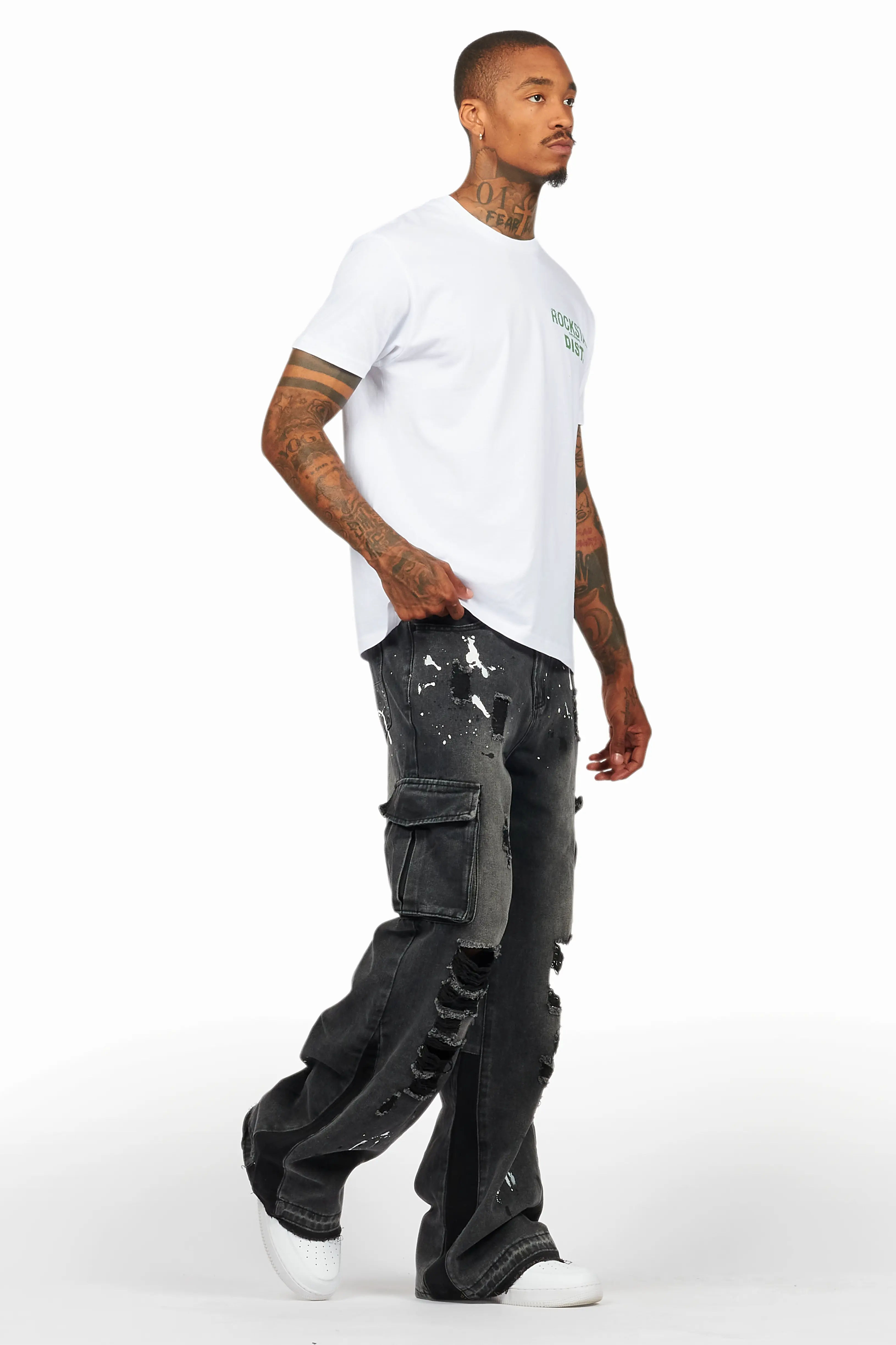 Dubaku Dark Grey Baggy Fit Jean - Image 7