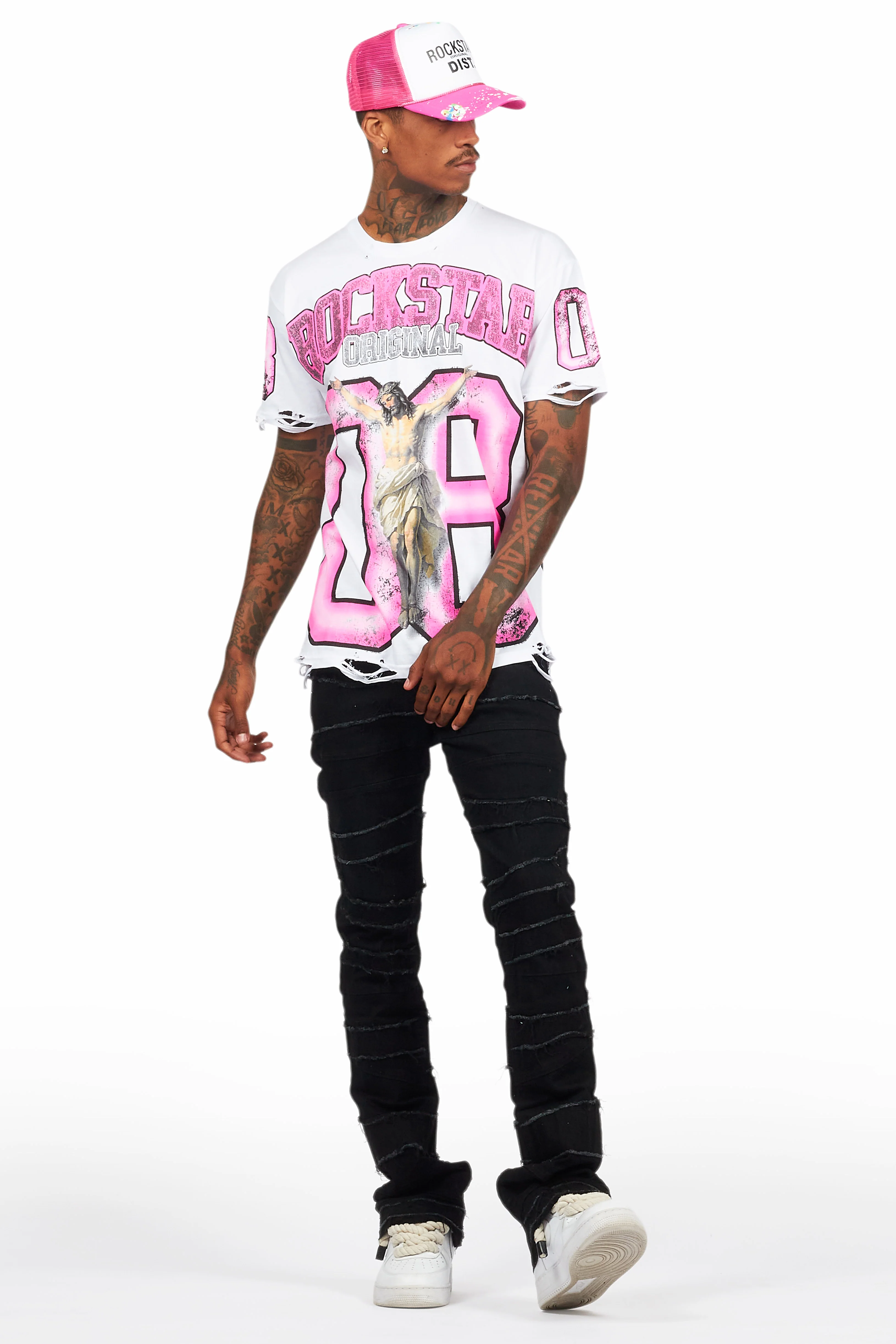 Franko Jet Black Stacked Flare Jean - Image 3