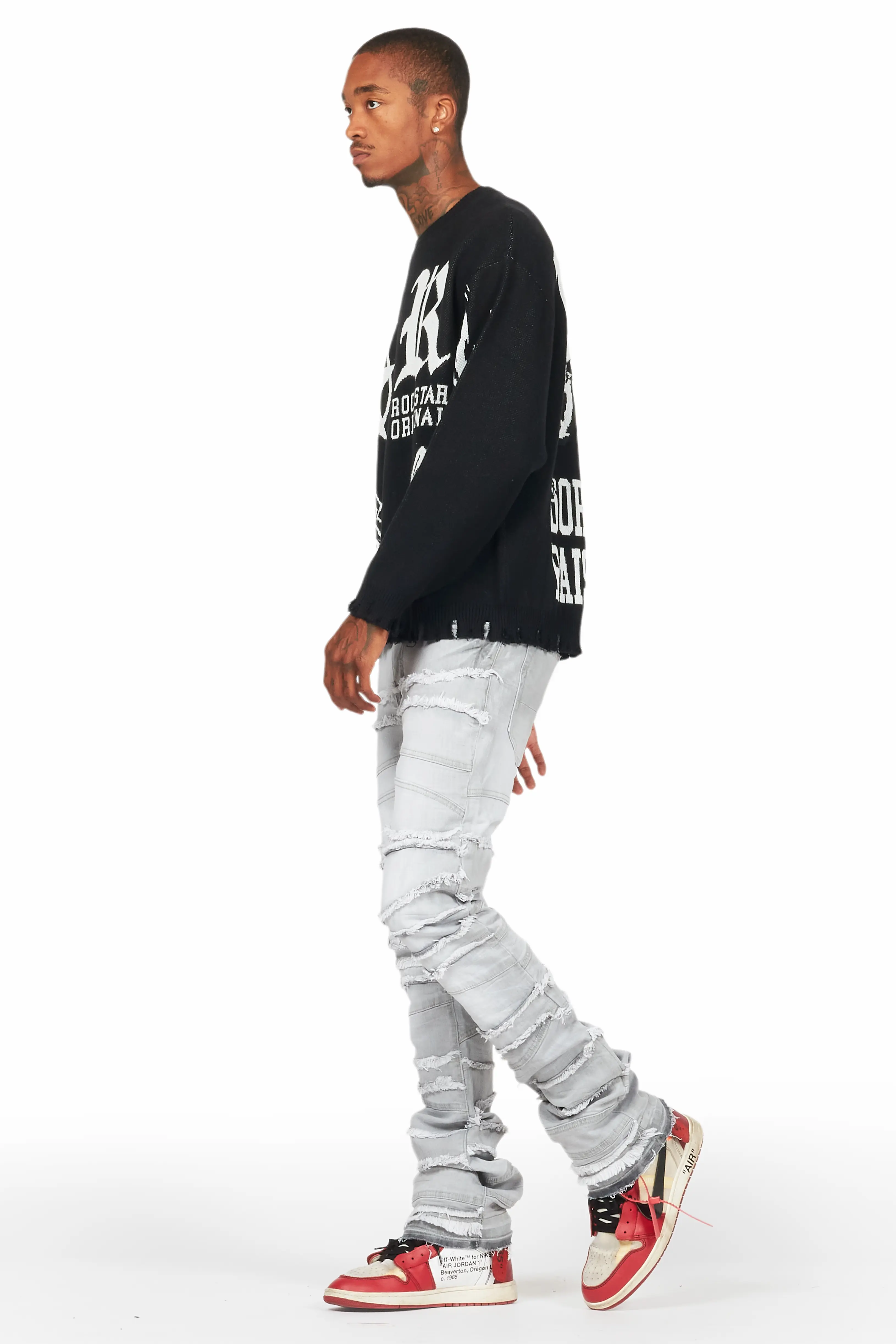 Franko Light Grey Stacked Flare Jean - Image 11