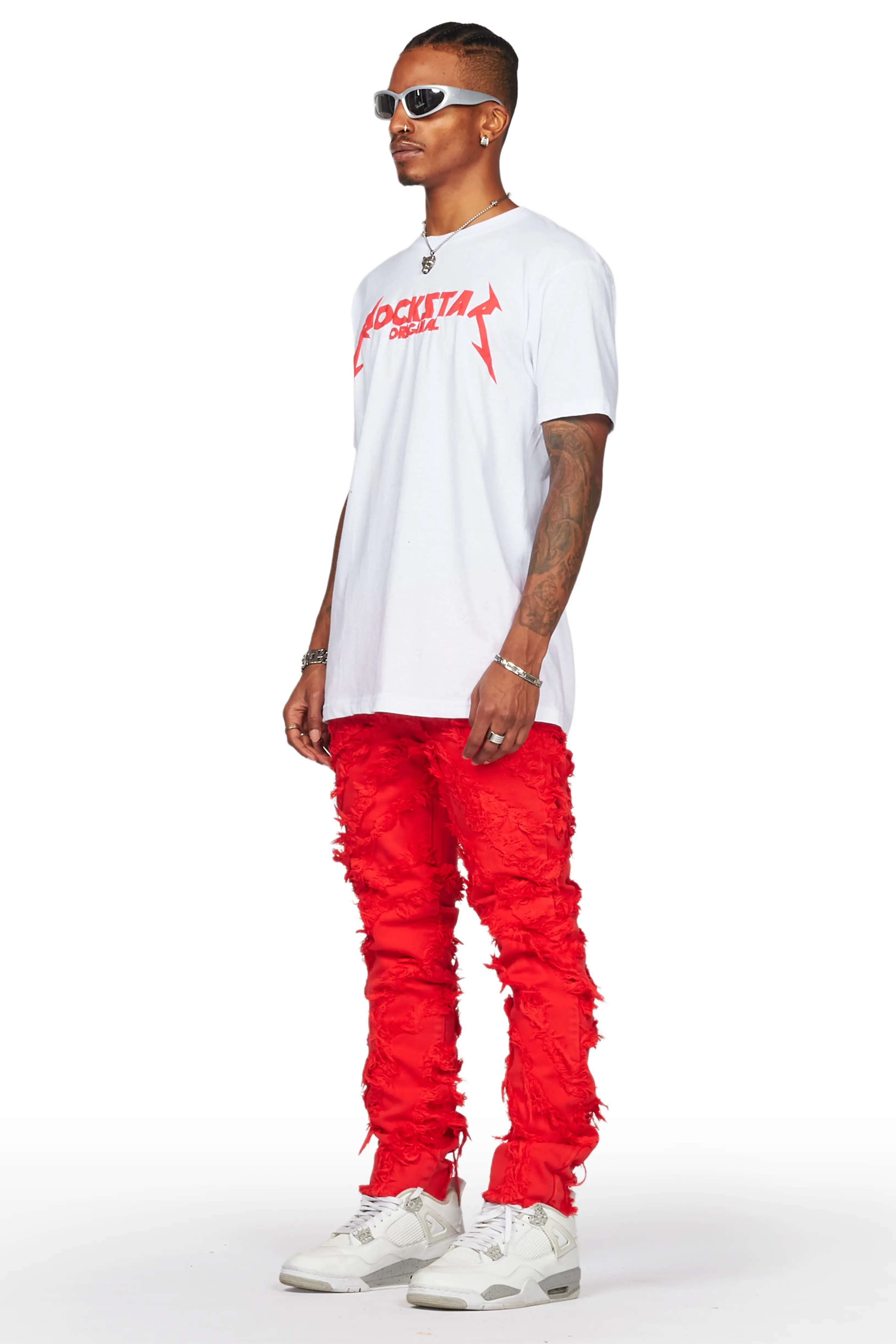 Balta Red Diagonal Patch Skinny Fit Jean - Image 4