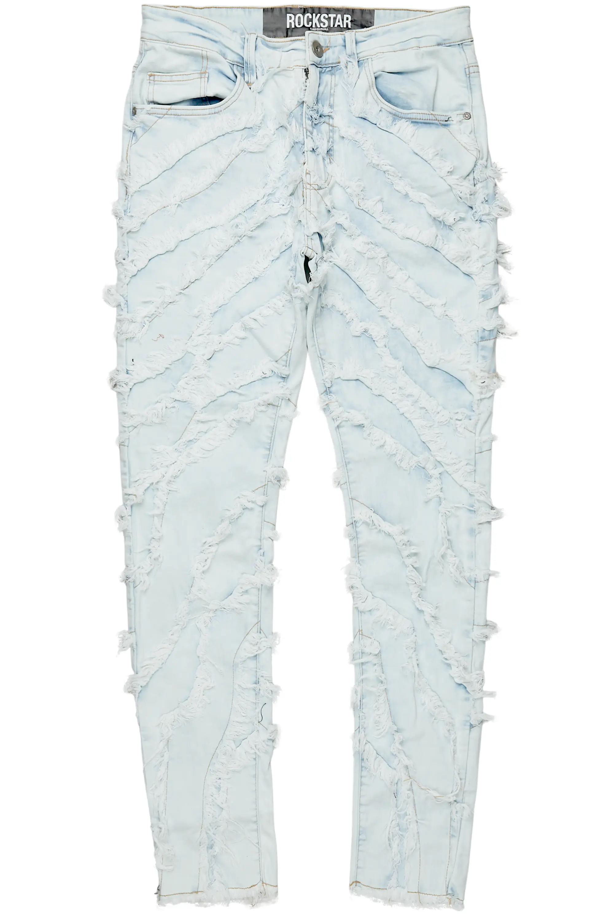 Cadiz Ice Blue Diagonal Patch Skinny Fit Jean - Image 2