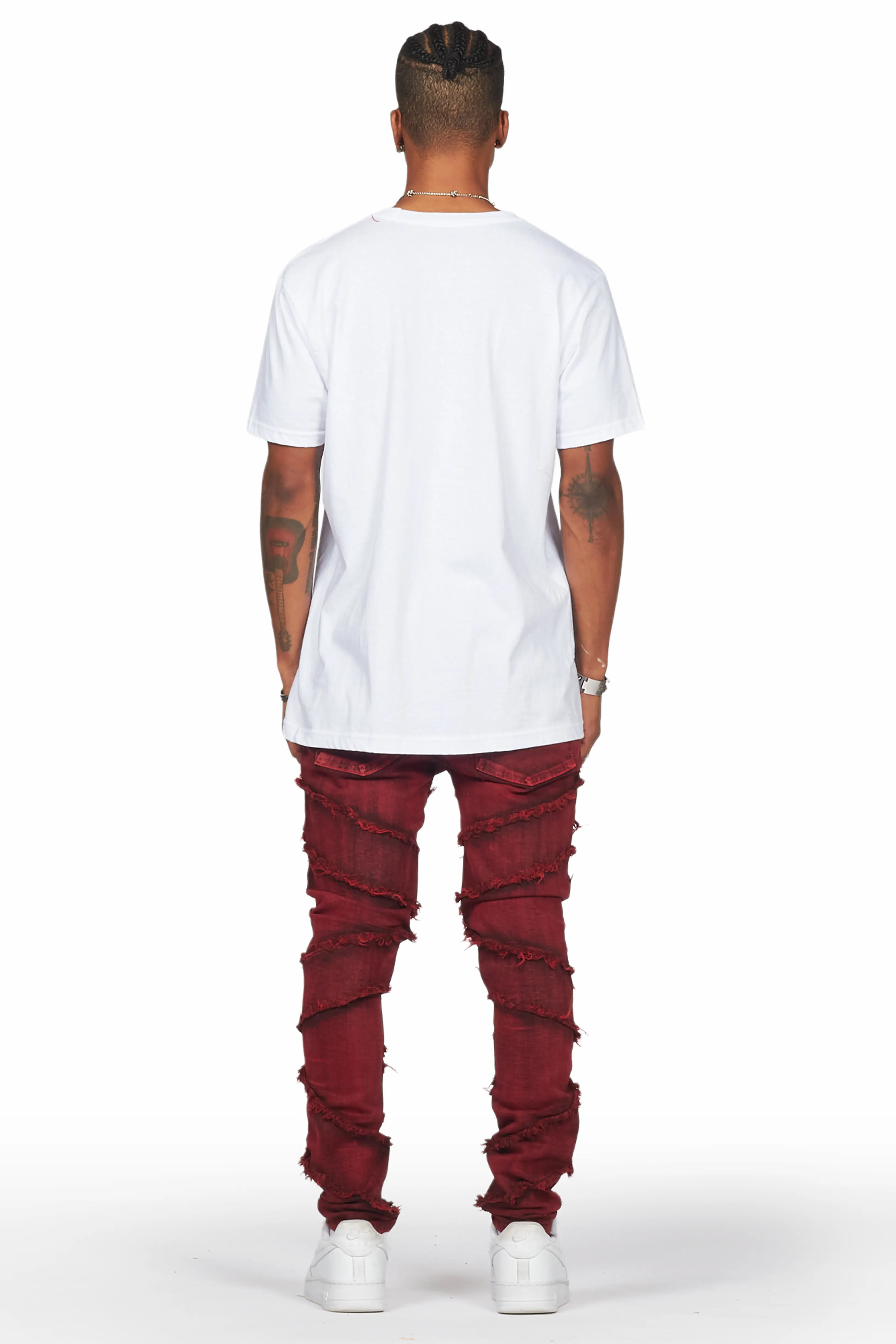 Ebrill Red Patchwork Skinny Fit Jean - Image 6