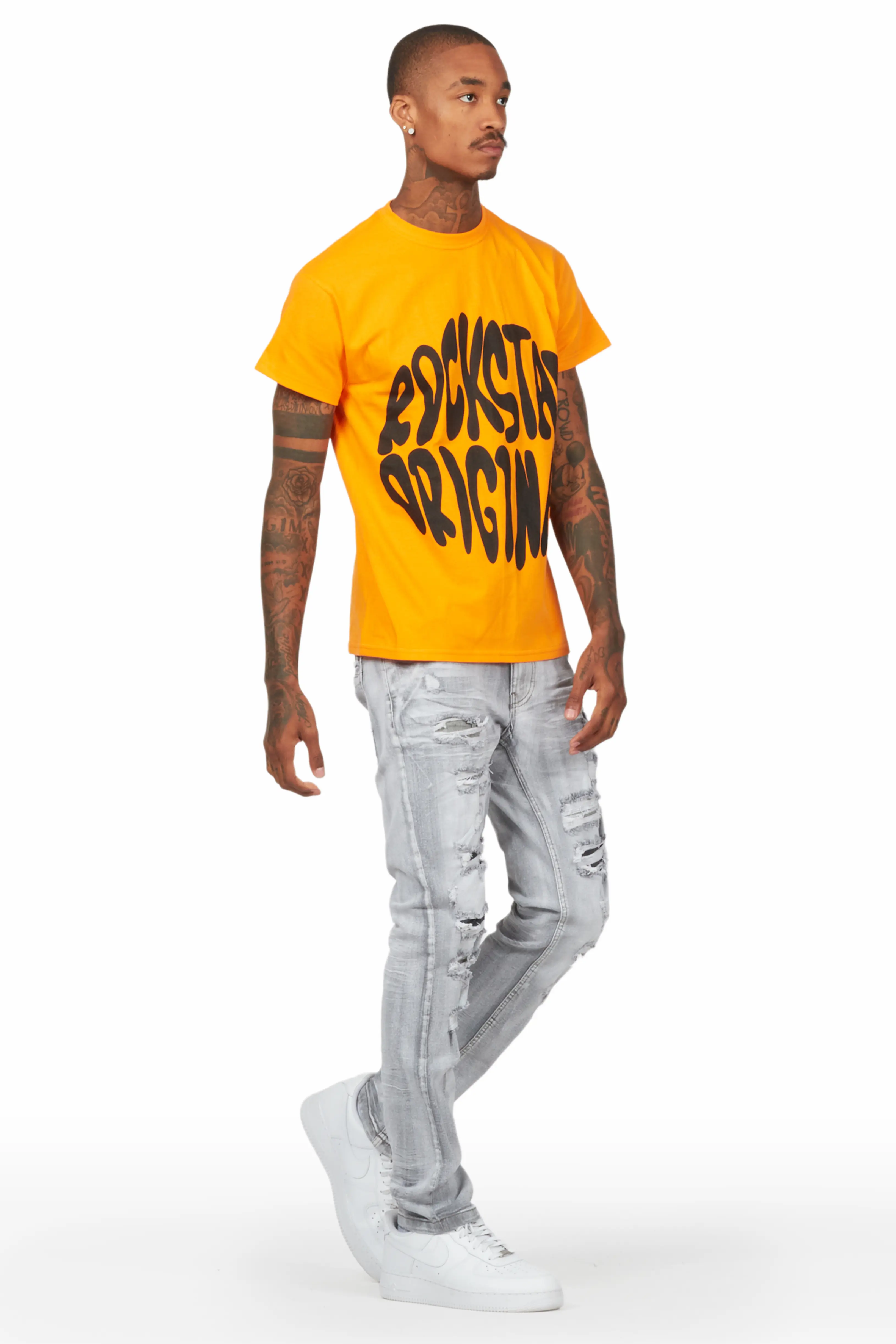 Gaines Light Grey Ripped Slim Straight Jean - Image 6