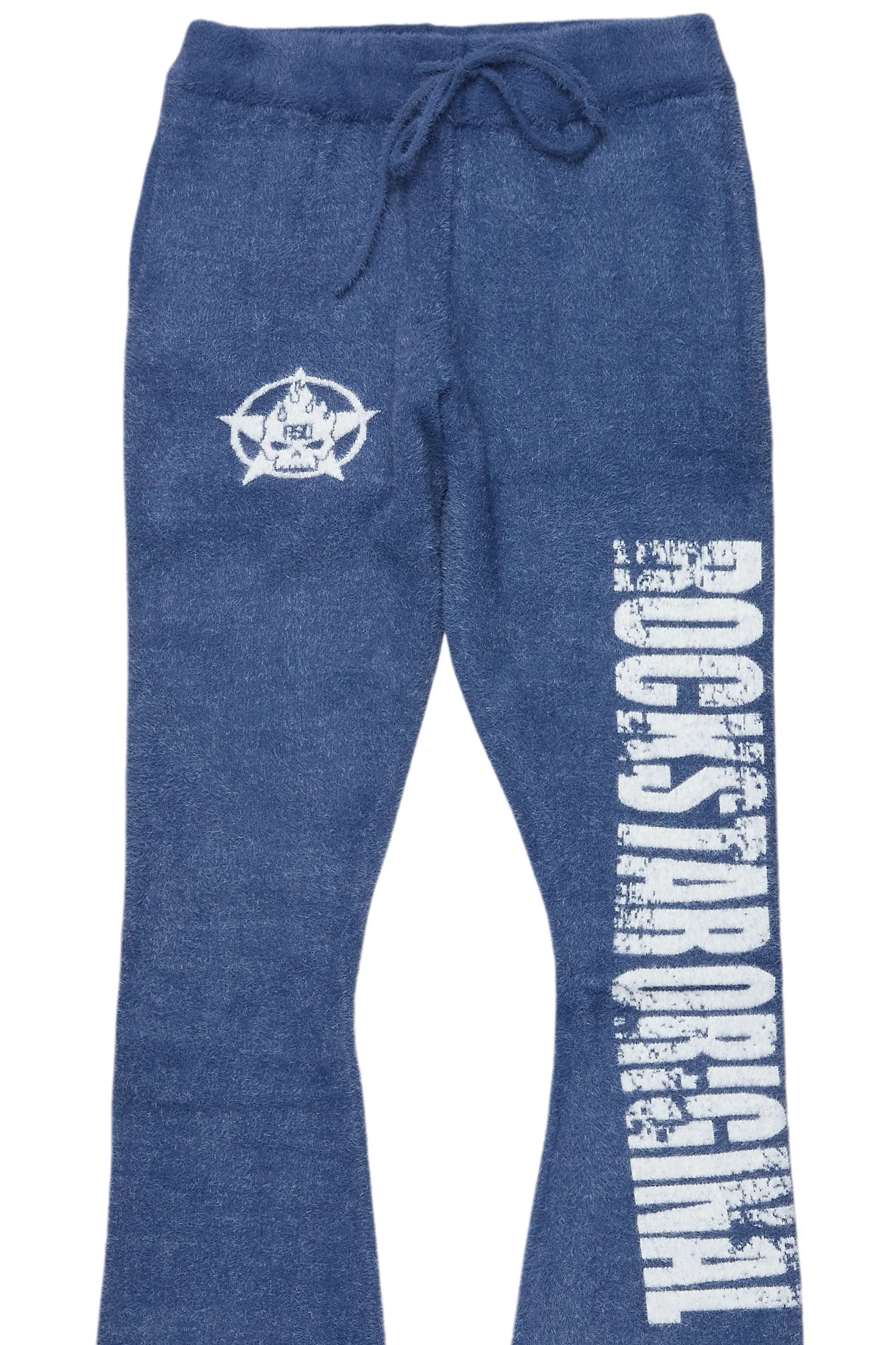 Keve Navy Knitted Mohair Flare Sweat Pant - Image 8