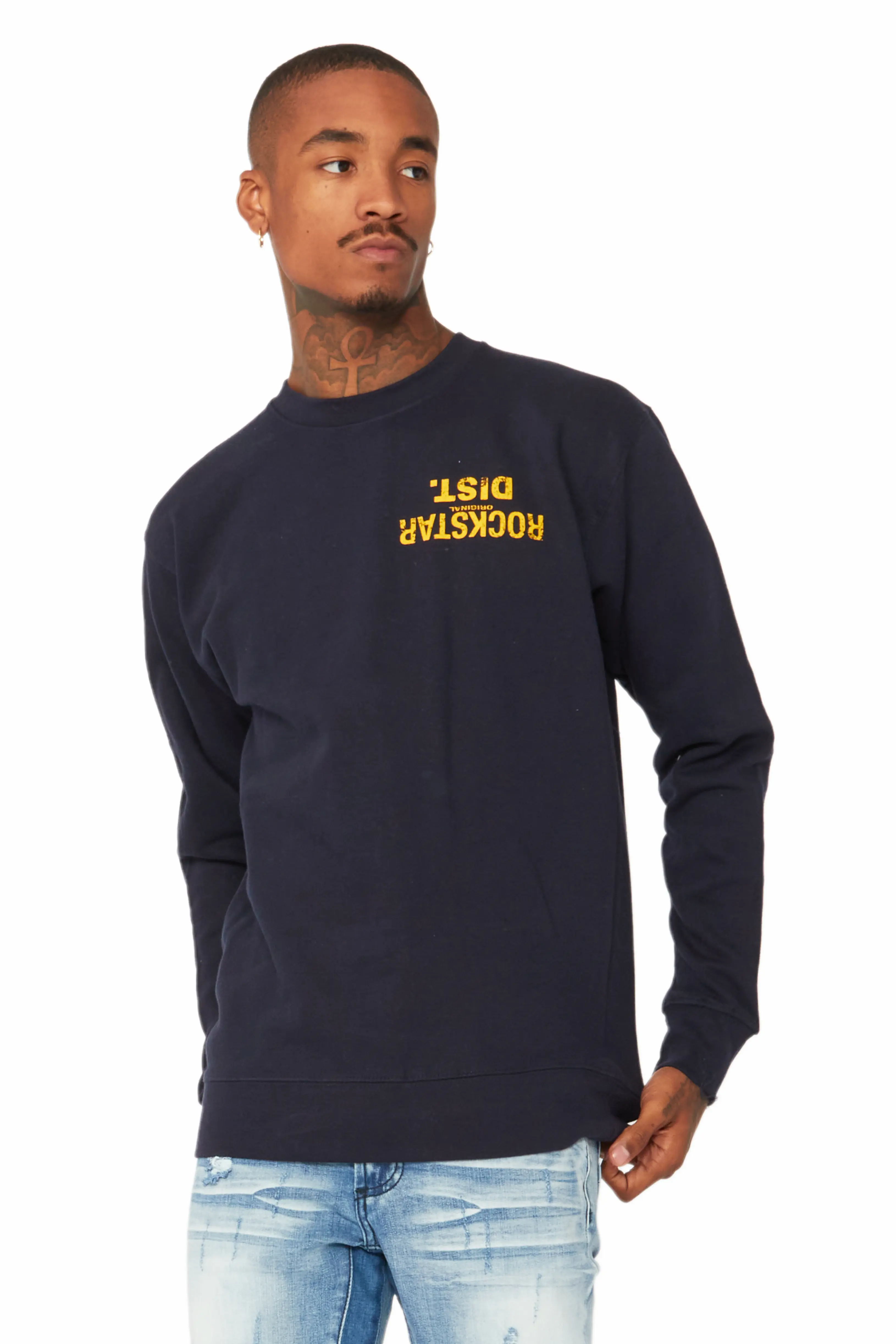 Dist. Town Navy/Yellow Graphic Crewneck - Image 4
