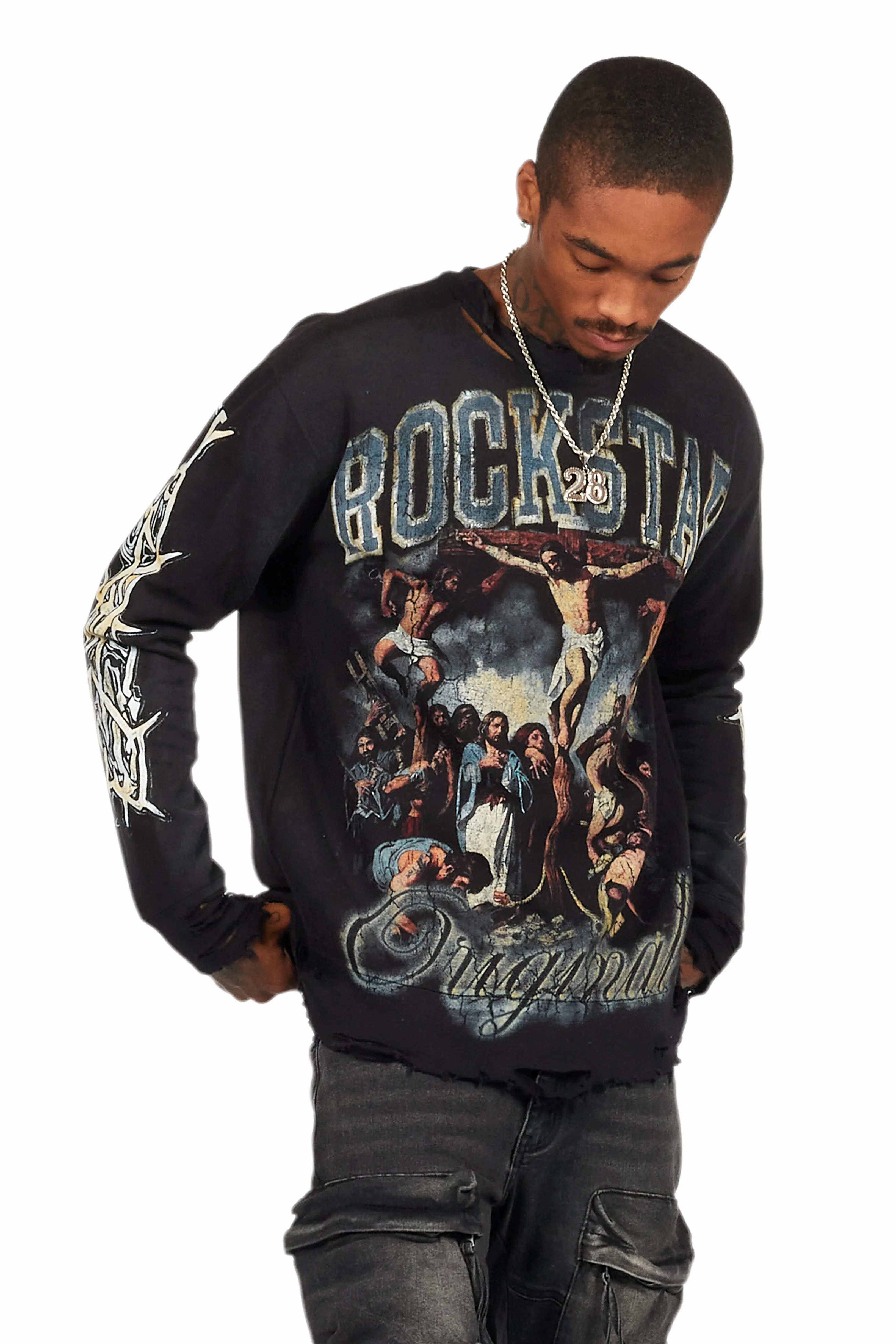Waller Black Graphic Crewneck - Image 7
