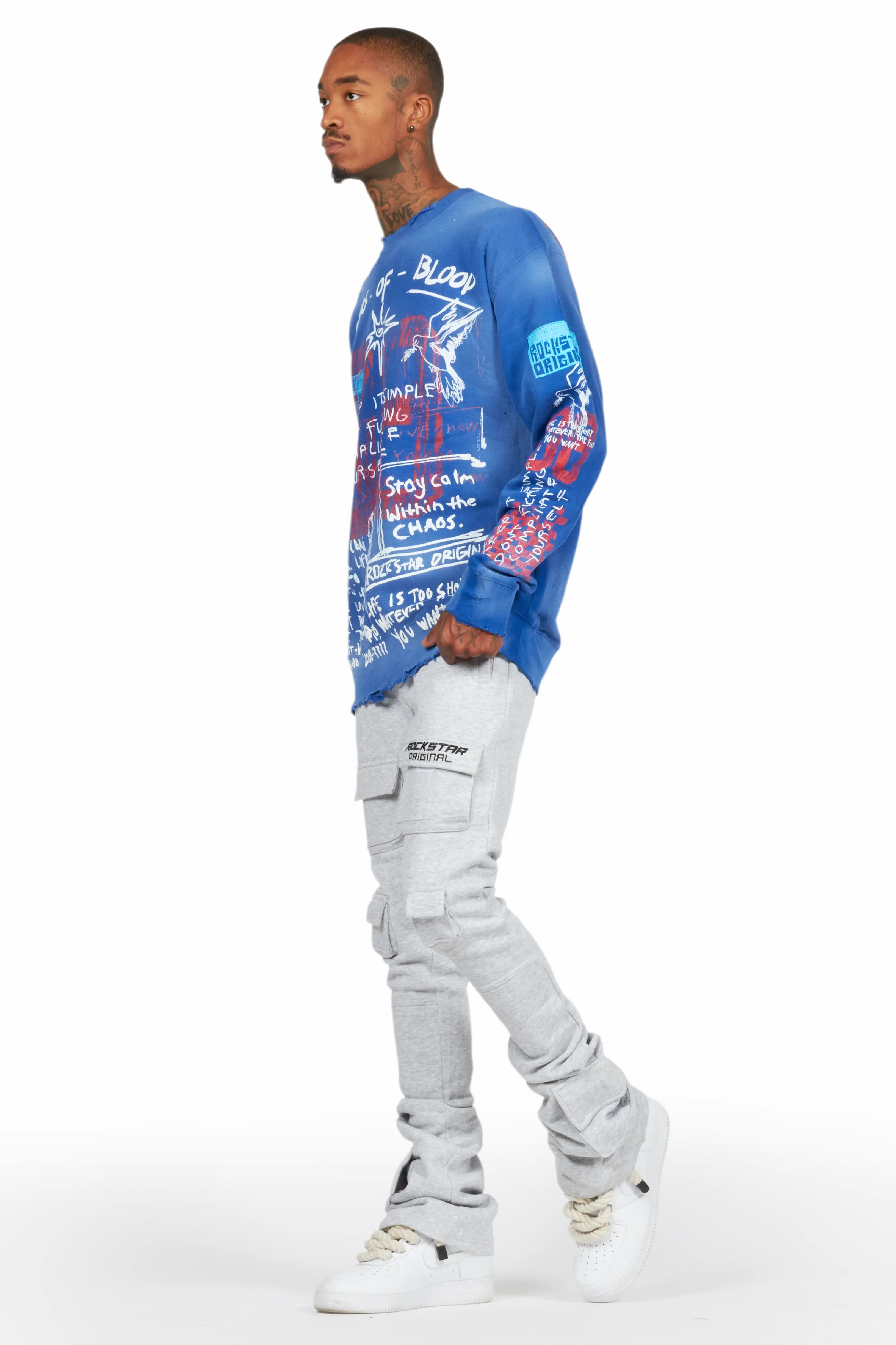 Gabin Royal Blue Graphic Crewneck - Image 5