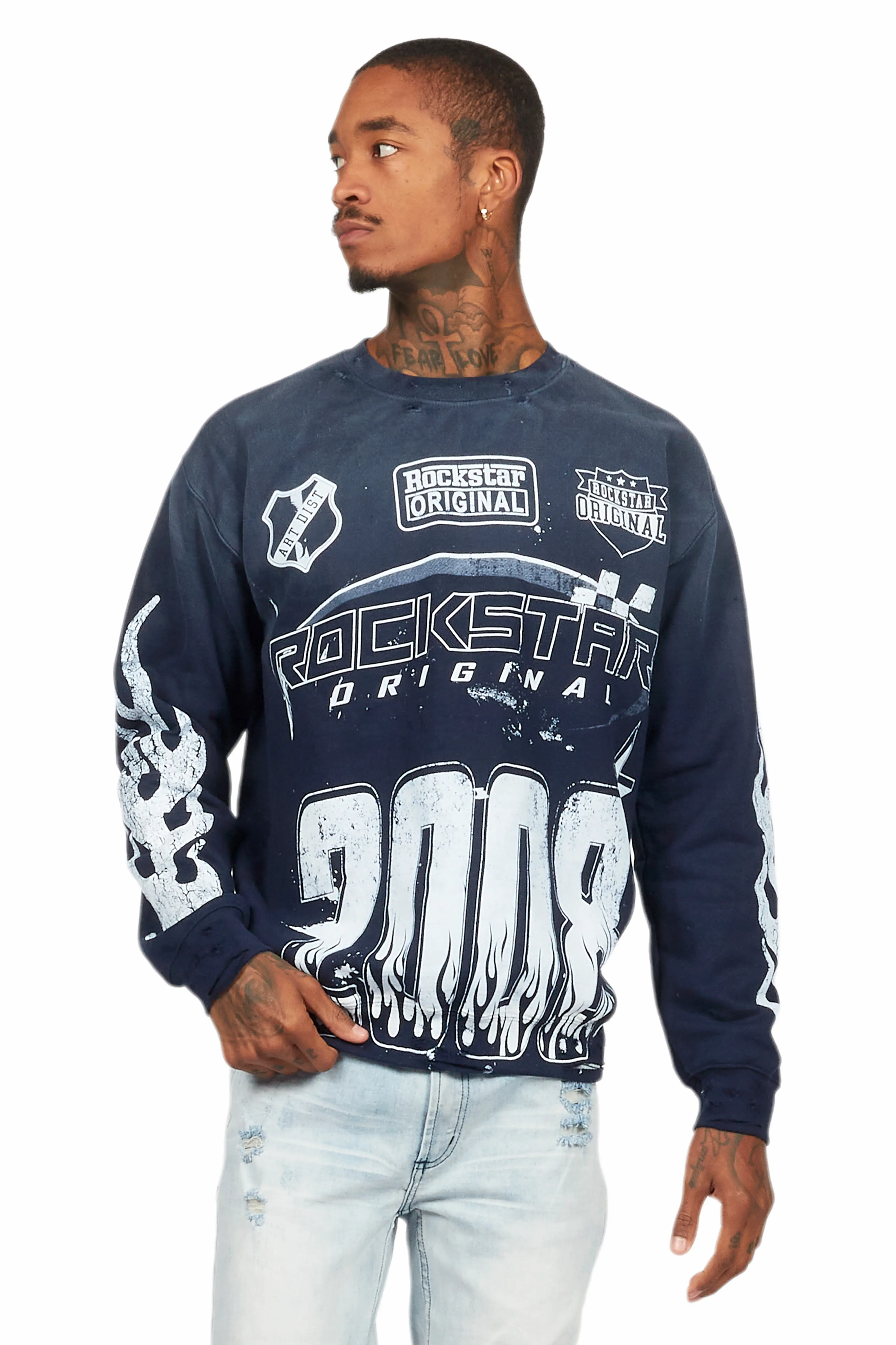 Amos Navy/White Graphic Crewneck - Image 4