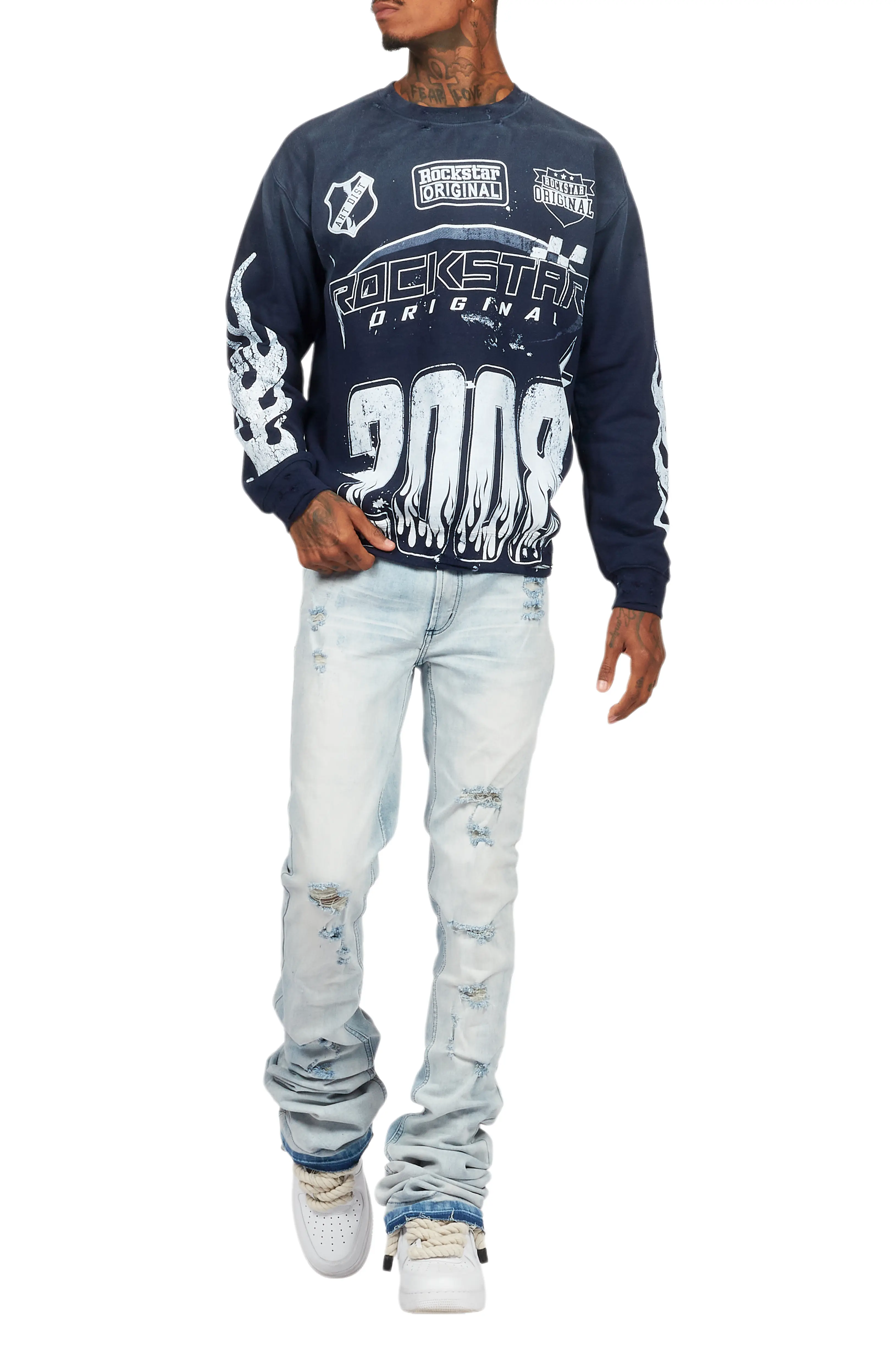 Amos Navy/White Graphic Crewneck - Image 6