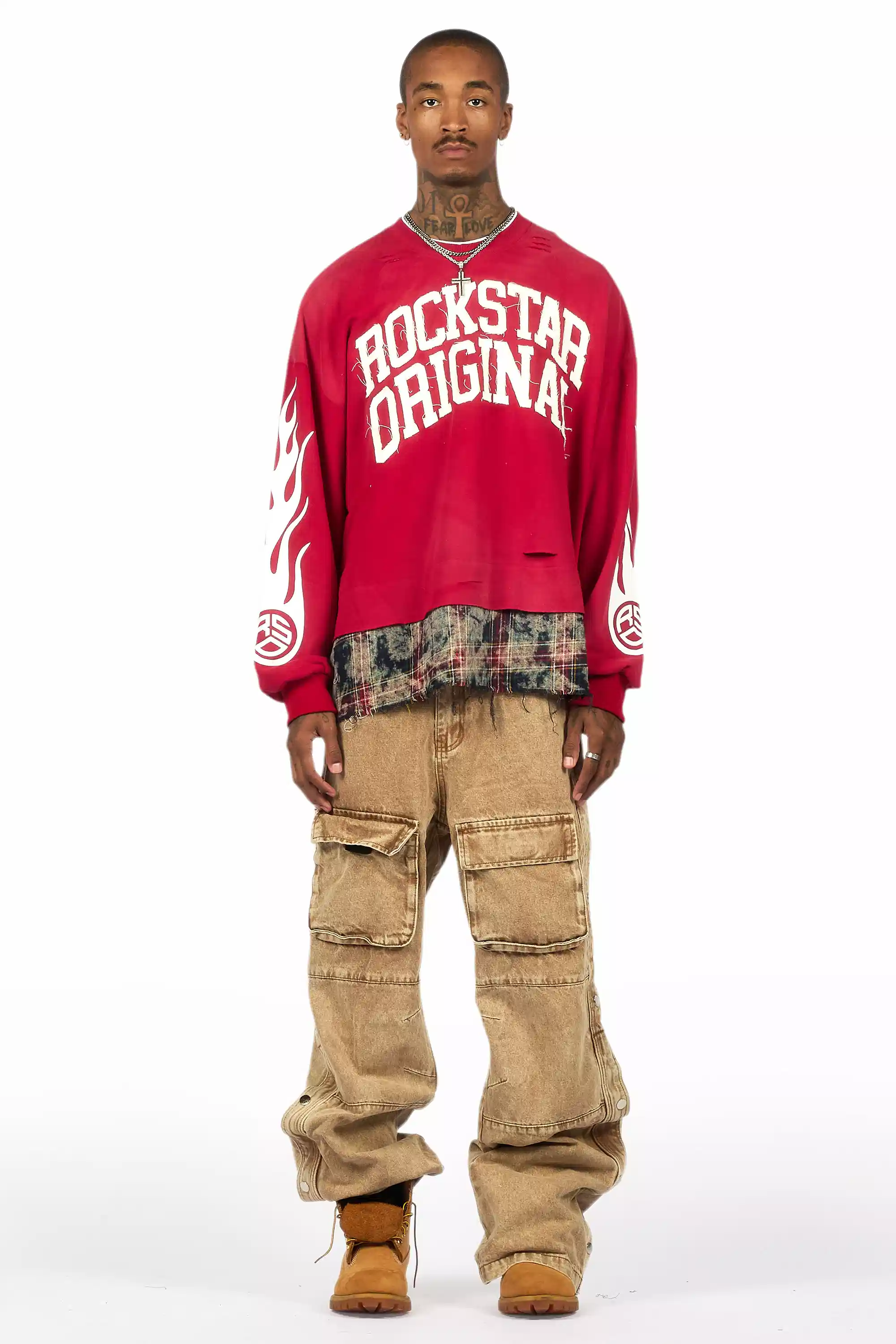 Swerve Red Graphic Flannel Crewneck - Image 3