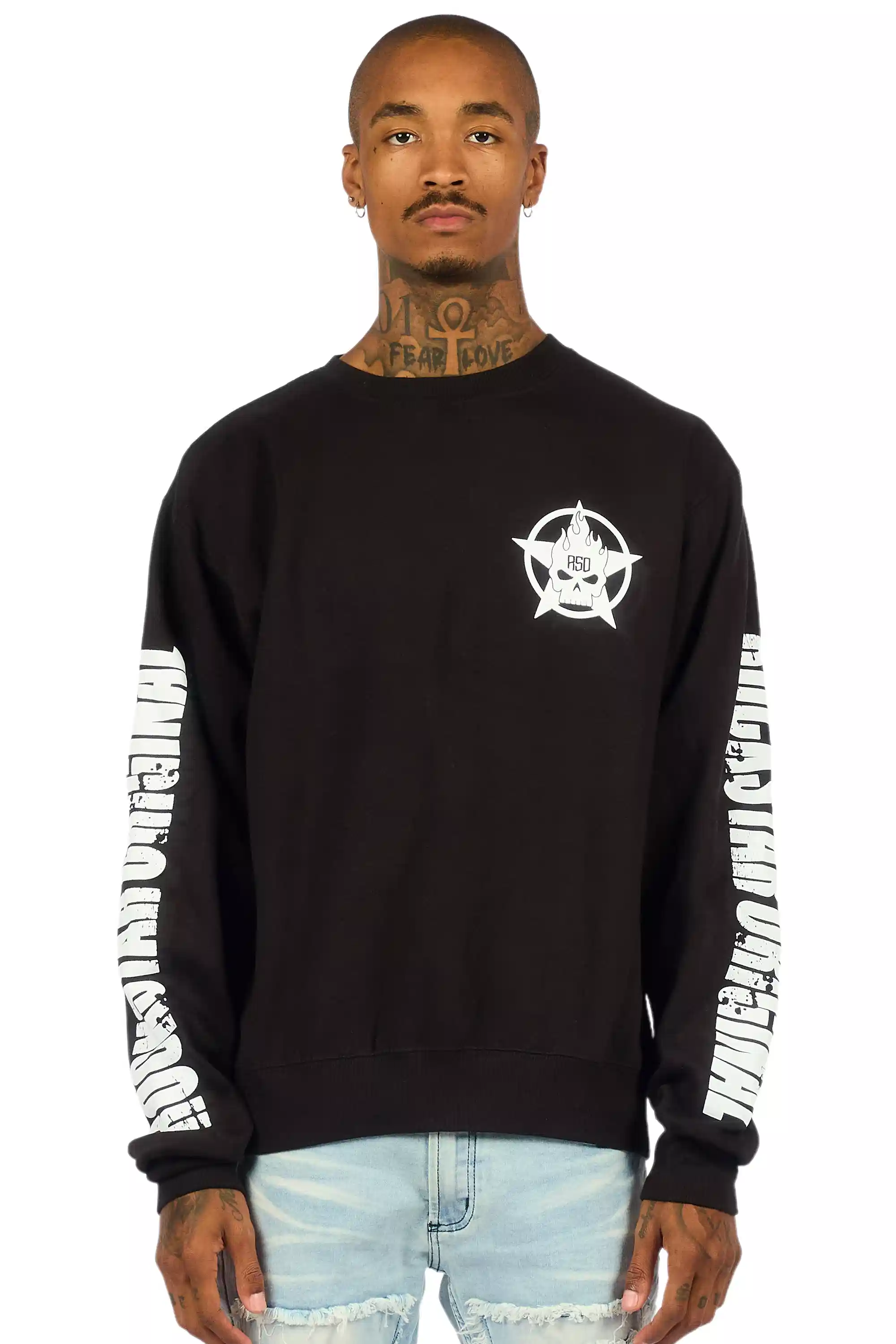 Keve Black/White Graphic Crewneck Sweatshirt - Image 2