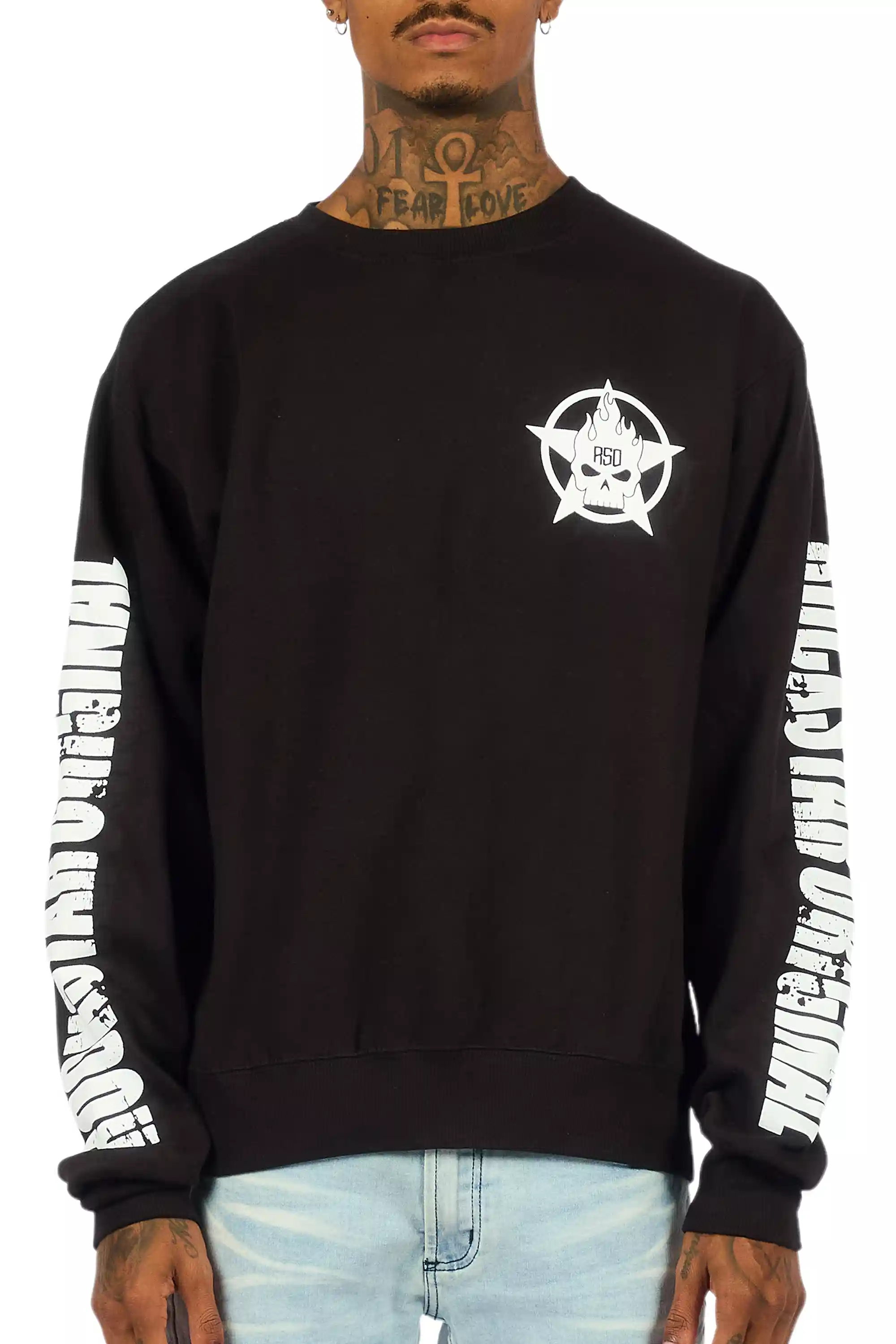Keve Black/White Graphic Crewneck Sweatshirt - Image 8