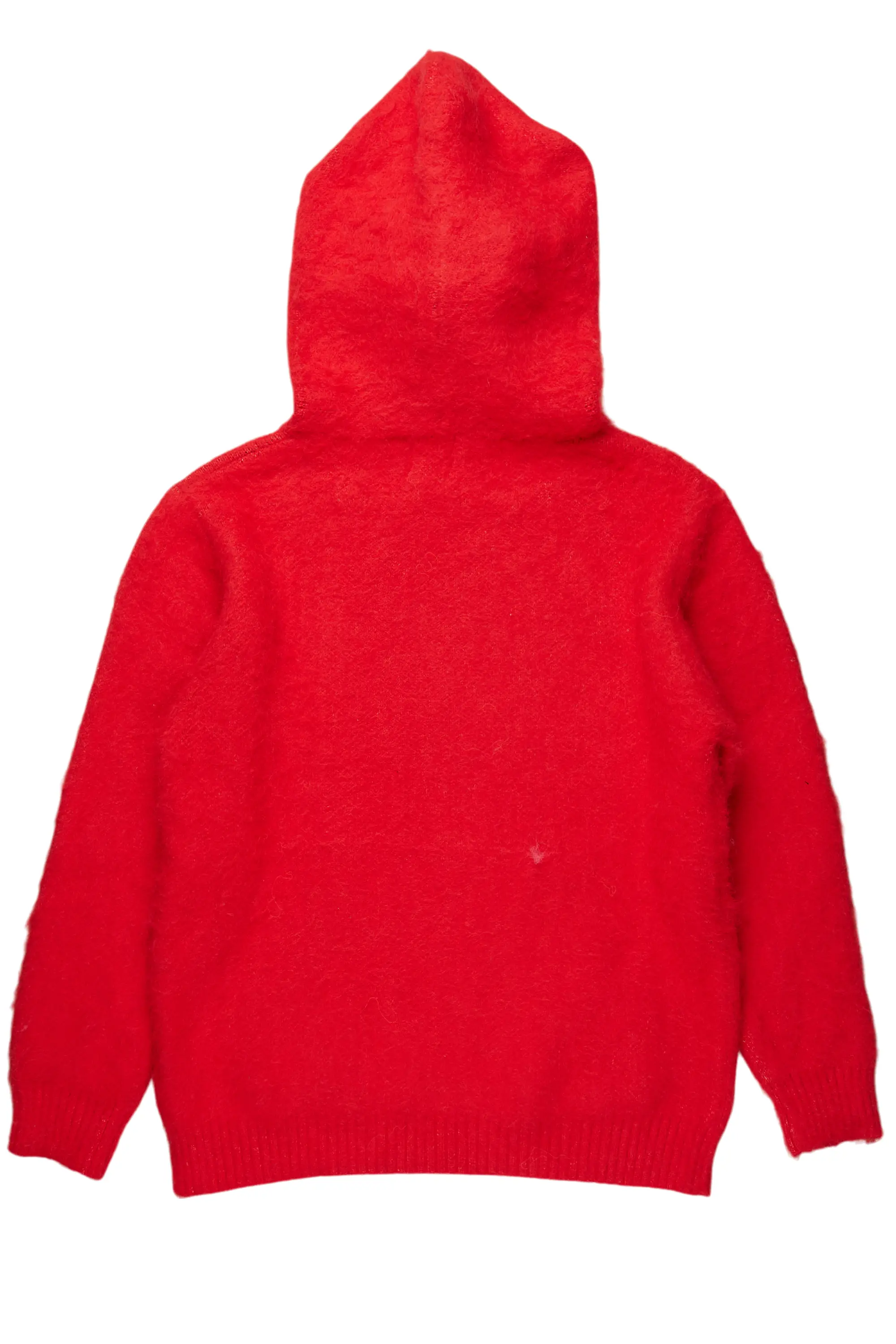 Andros Red Graphic Knitted Hoodie - Image 10