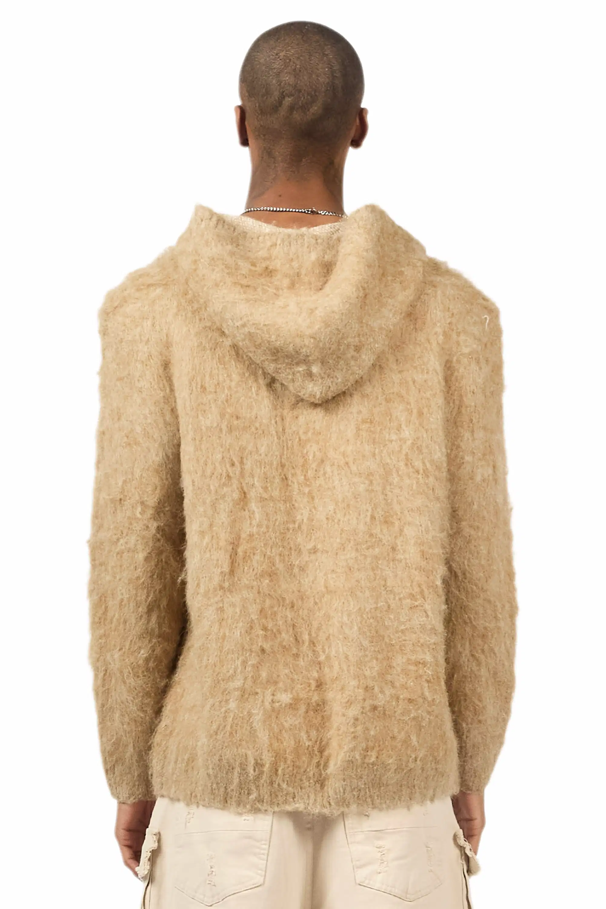 Andros Beige Graphic Knitted Hoodie - Image 5