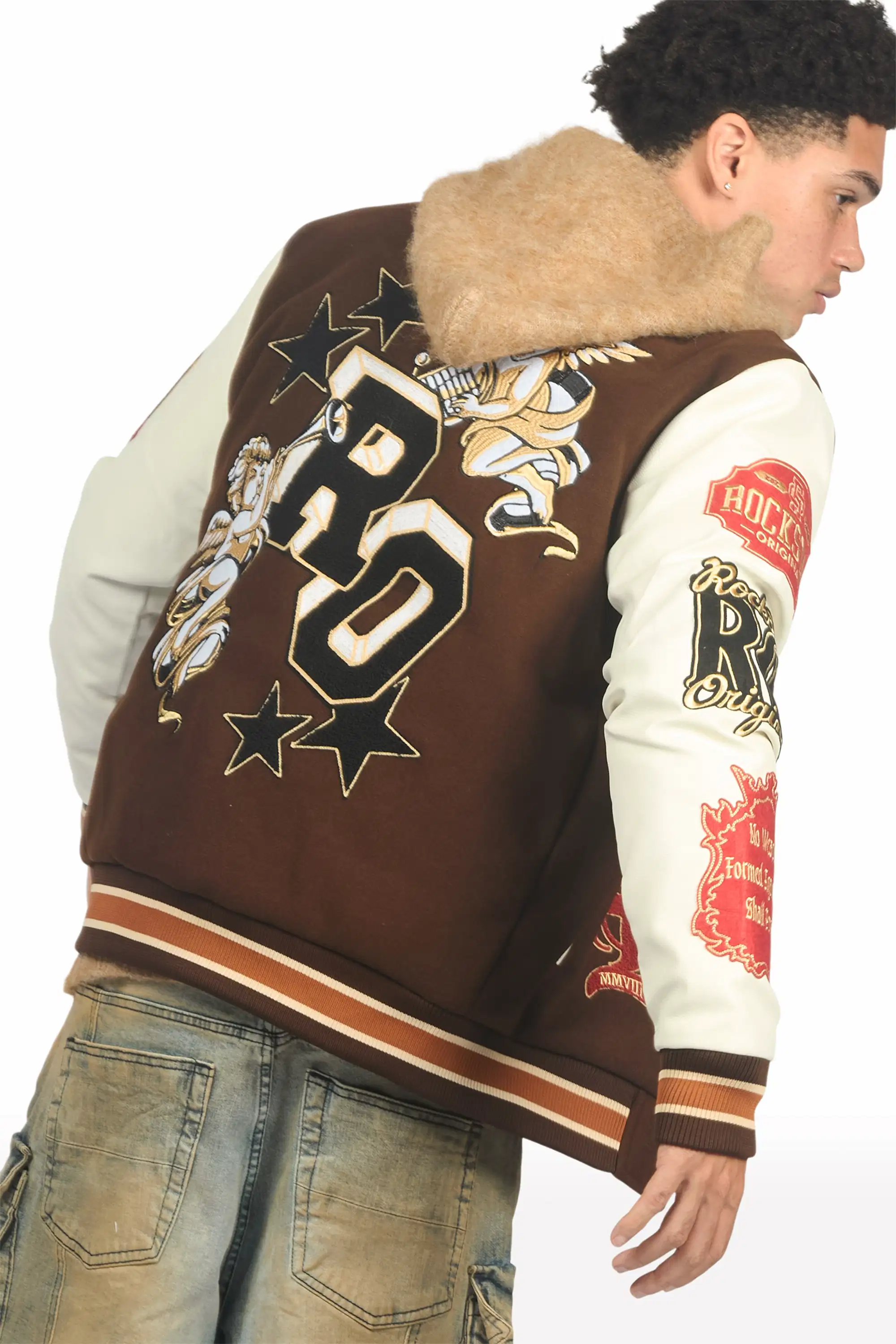 Hakon Beige Graphic Knitted Hoodie - Image 5