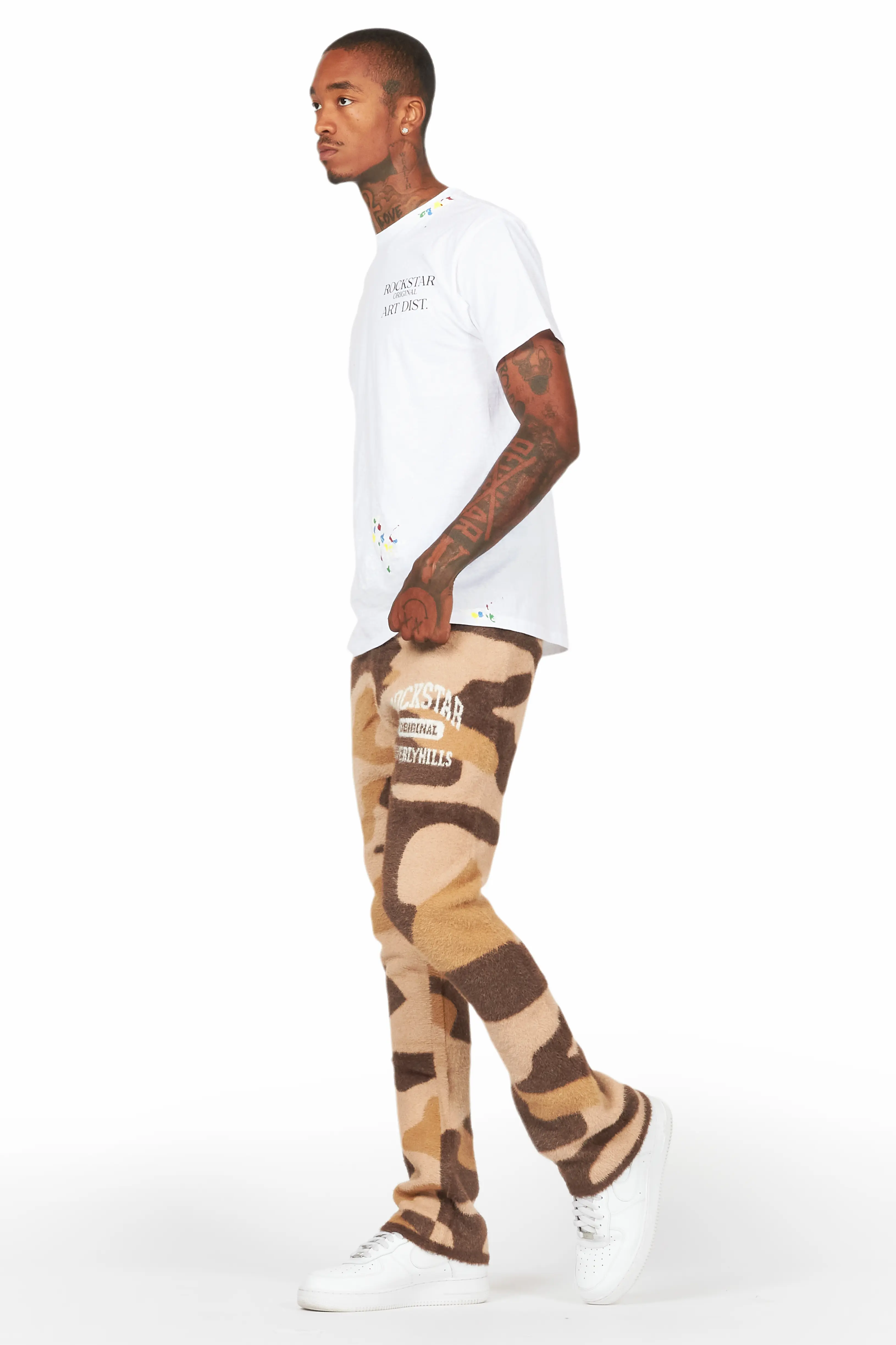 Rabi Camo Brown Knitted Mohair Pants - Image 5