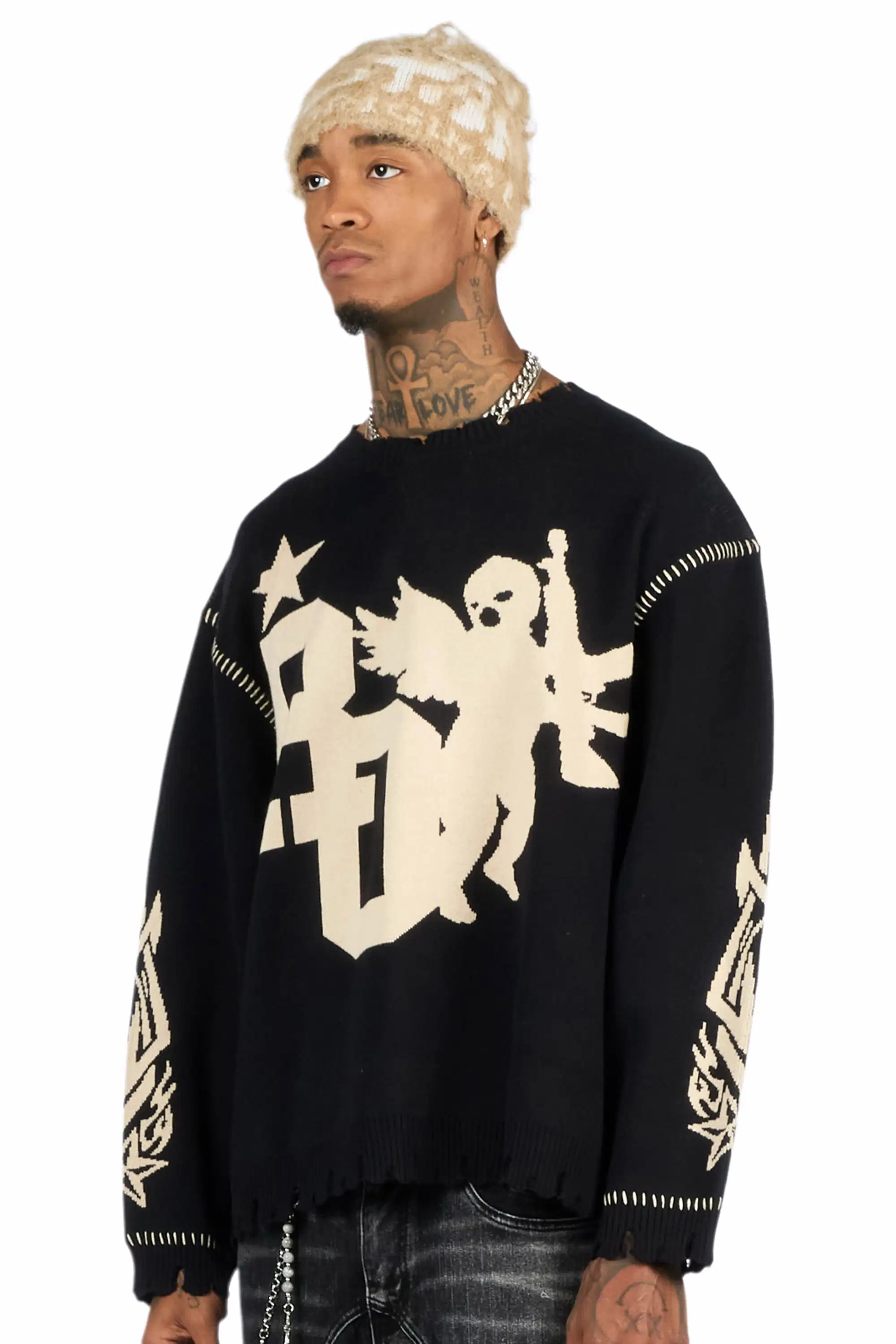 Pluton Black Knit Sweater - Image 6