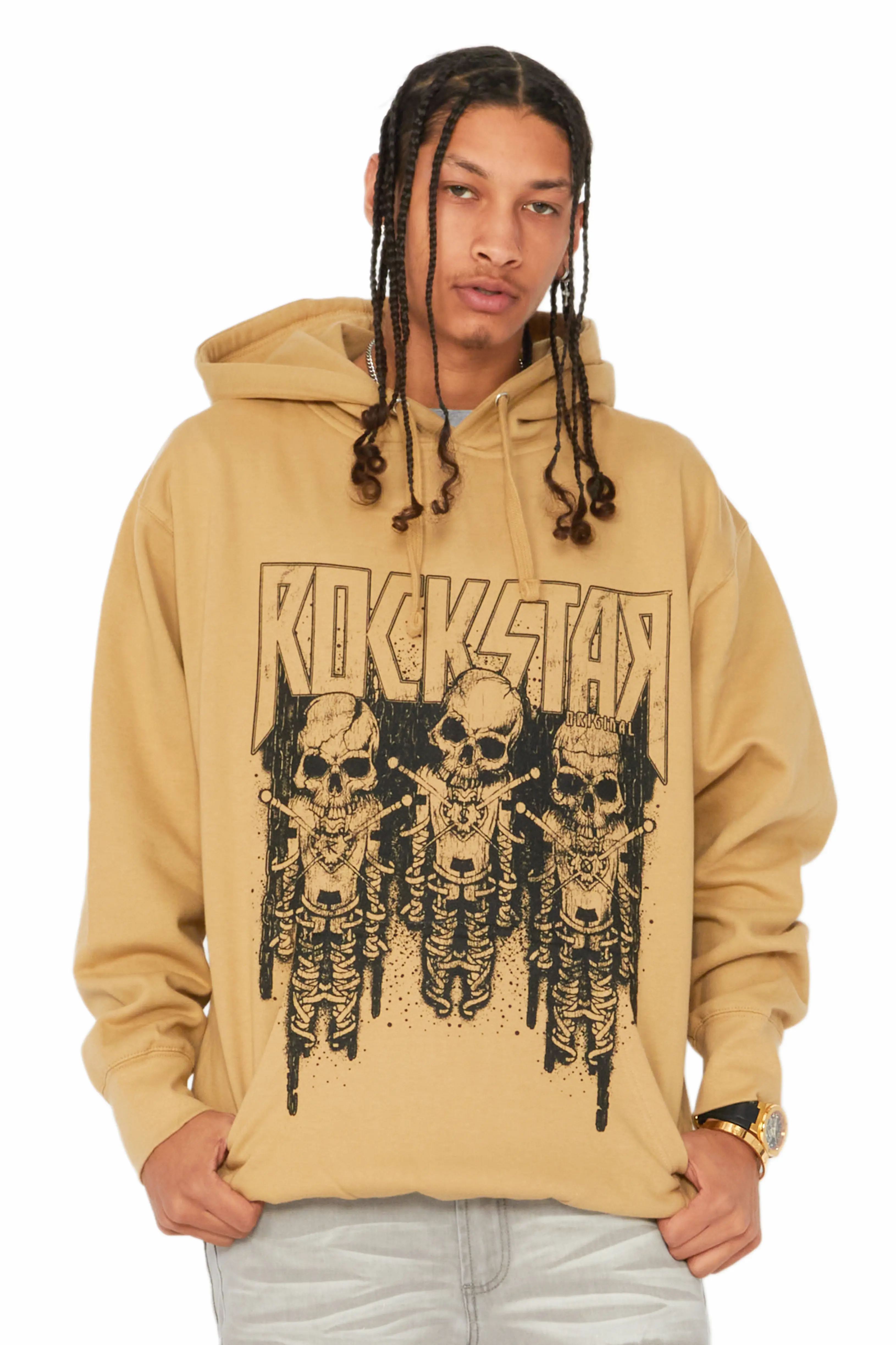 Sabbath Beige Graphic Printed Hoodie - Image 3