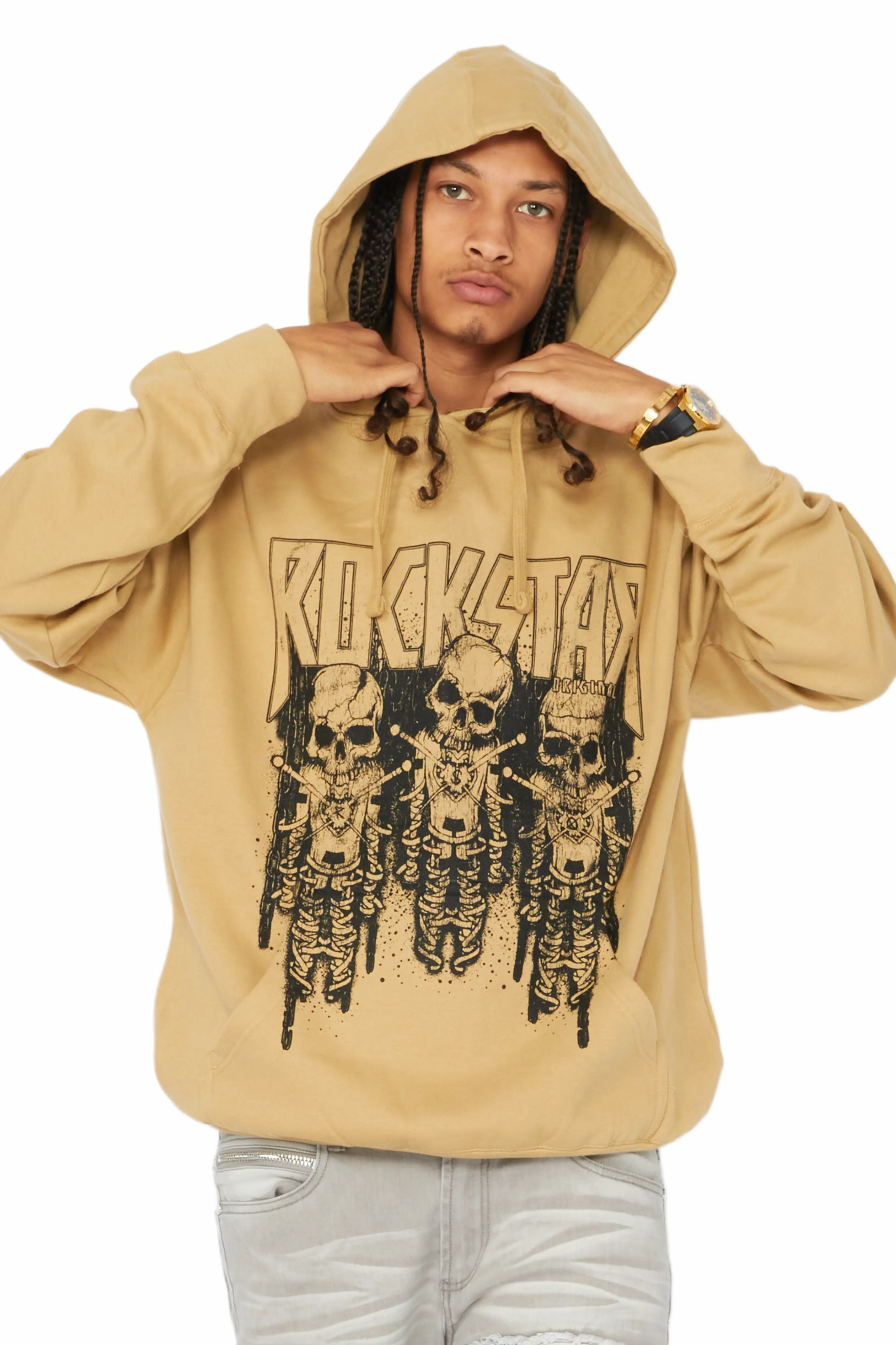 Sabbath Beige Graphic Printed Hoodie - Image 4